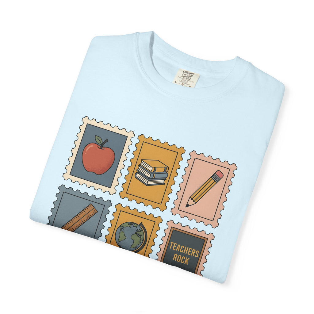 Teacher Icons Shirt Teachers Education Gift Women Doodle Tee Educator T-Shirt Teacher Enthusiast Illustration Design Learning Graphic Retro