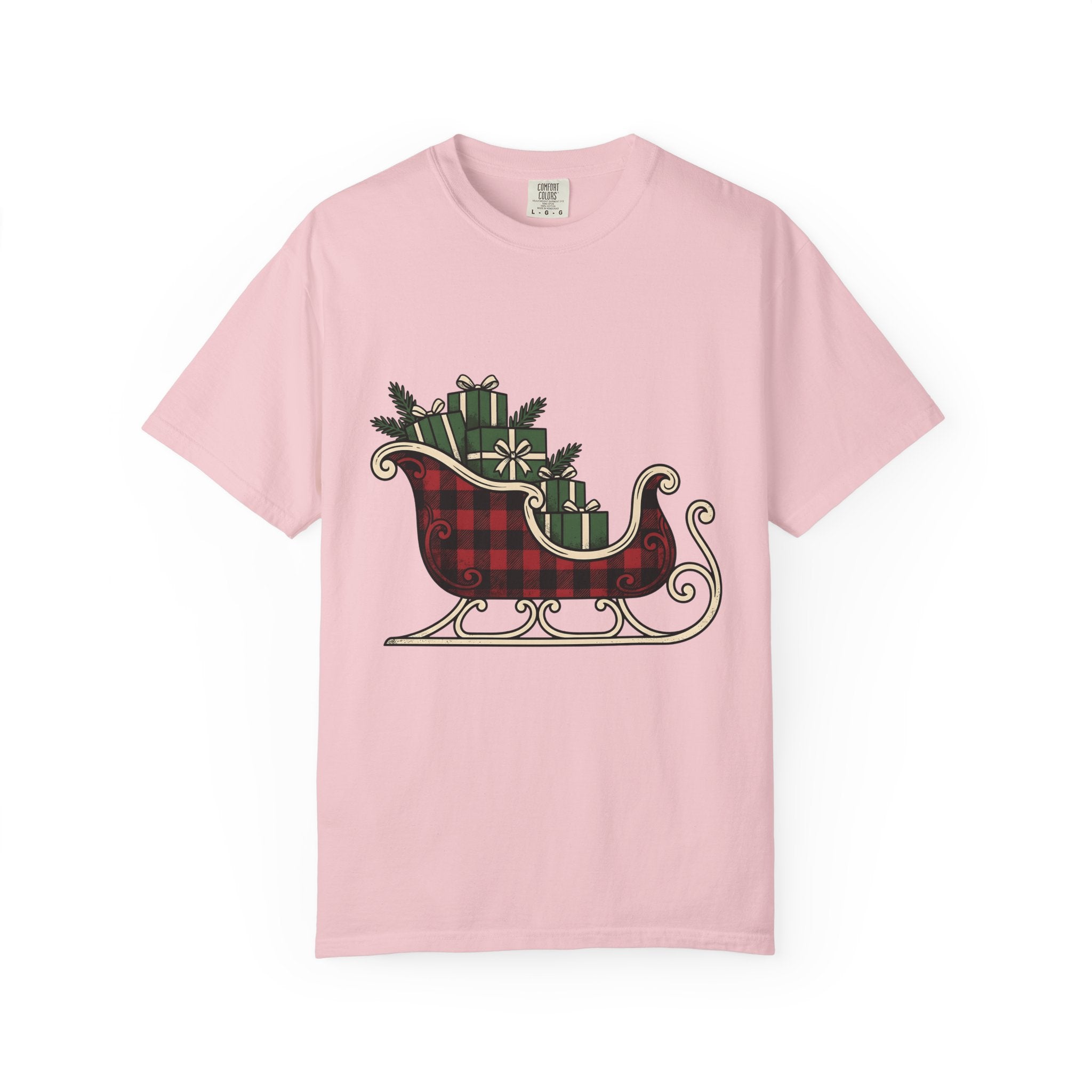 Checkered Sleigh Shirt Christmas Snow Gift Women Cabin Tee Sleigh Bell T-Shirt Xmas Fan Rustic Tshirt Frosty Graphic Country Wrapped Gifts