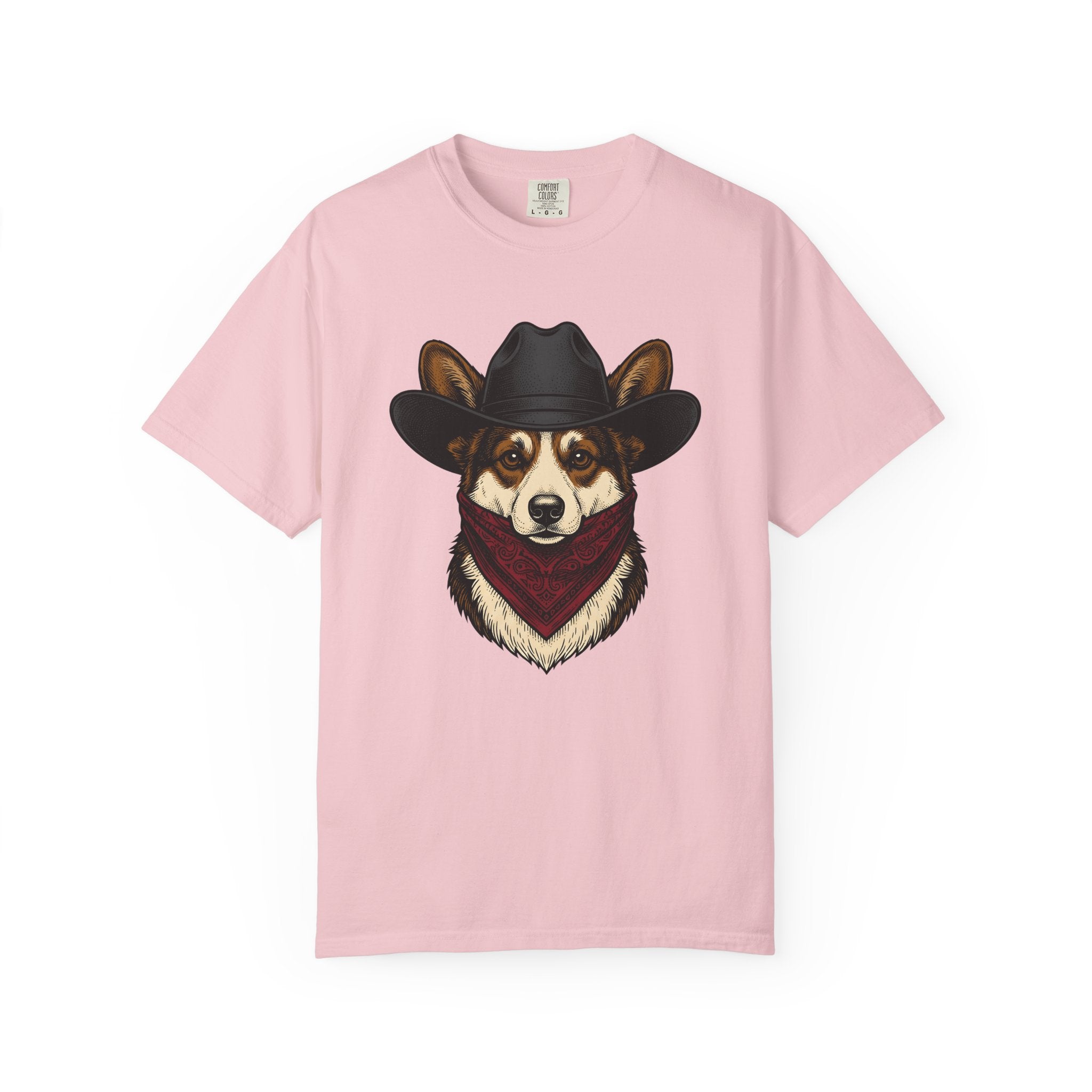 Corgi Cowboy Shirt Dog Western Gift Women Detailed Tee Pembroke Welsh Corgi T-Shirt Dog Fan Realistic Tshirt Rodeo Graphic Vintage Bandana