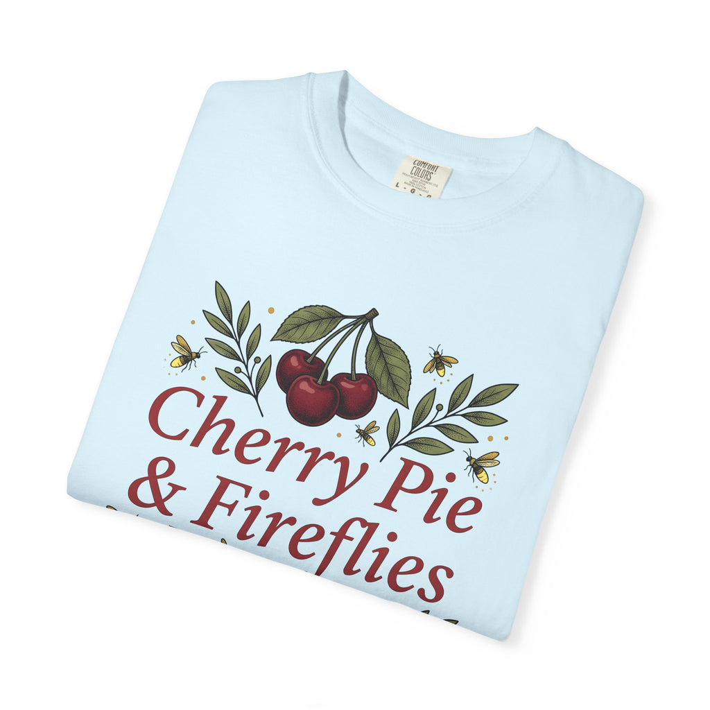 Cherry Branches Shirt America Summer Gift Women Vintage Tee Cherry Blossom T-Shirt Patriot Fan Retro Tshirt Warm Weather Graphic Hand Drawn