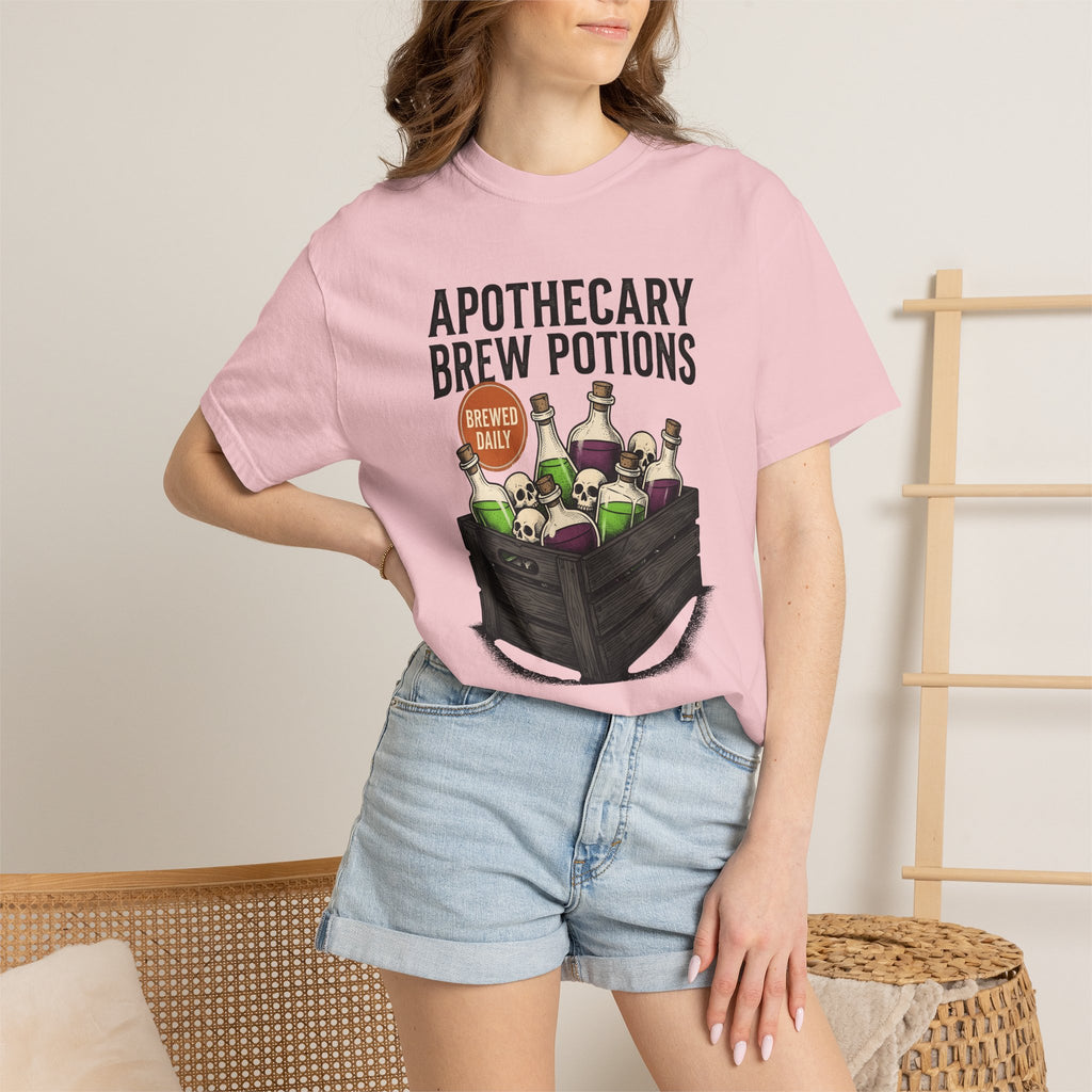 Potion Bottles Crate Shirt Halloween Gothic Gift Women Vintage Tee Apothecary Chest T-Shirt Horror Fan Retro Tshirt Dark Graphic Hand Drawn