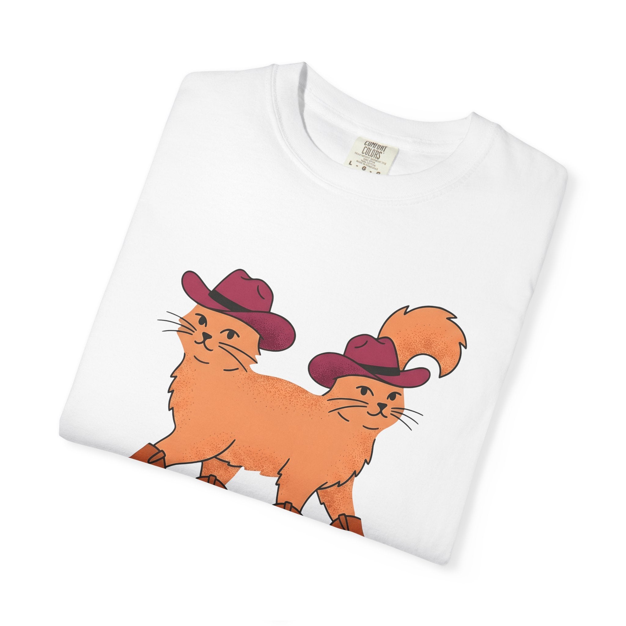 Cowboy Kitten Shirt Cowgirl Farm Gift Women Comic Strip Tee Kitten T-Shirt Cowgirl Fan Cartoon Tshirt Ranch Graphic Old School Leather Boots
