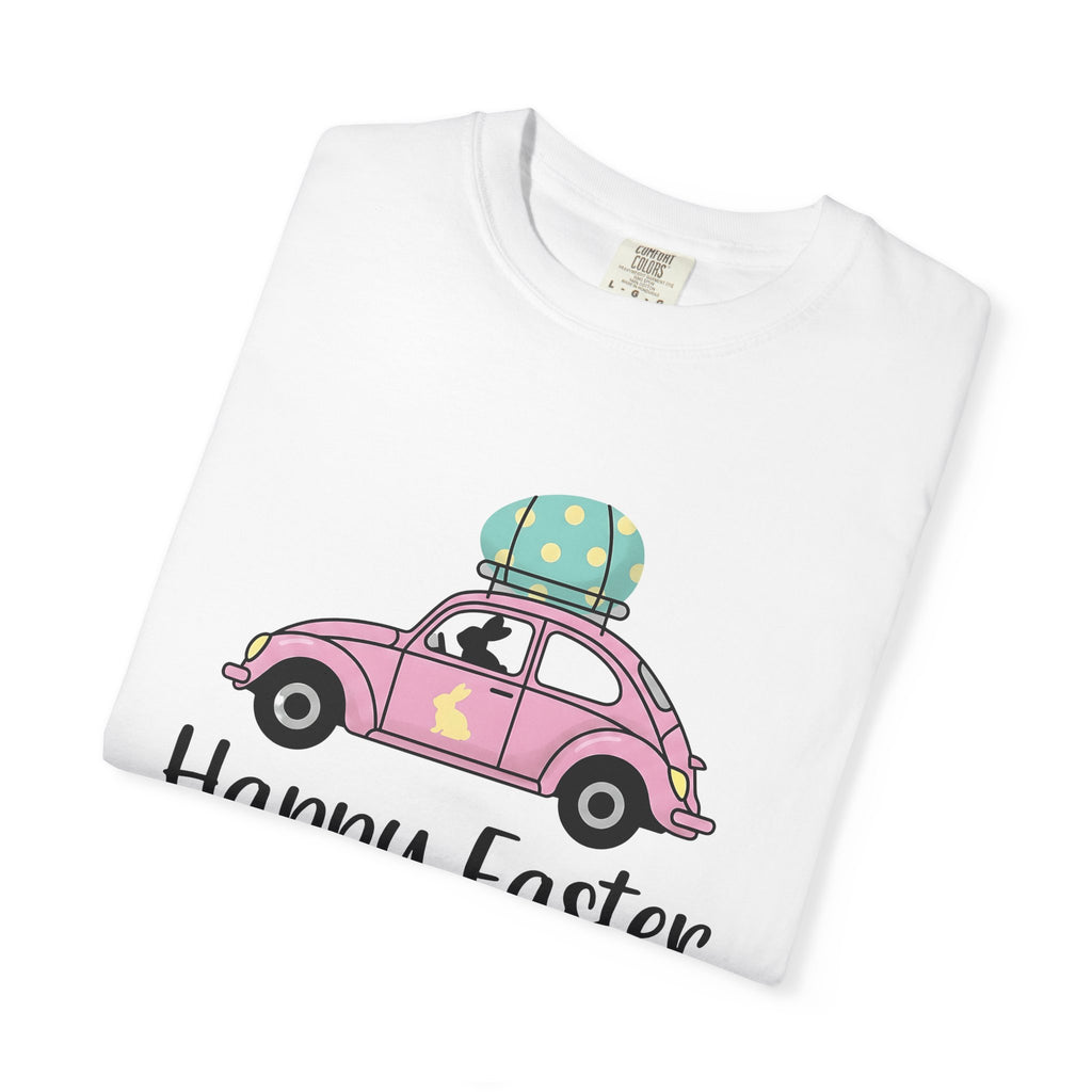 Bunny Car Shirt Easter Spring Gift Women Cute Tee Rabbit Vehicle T-Shirt Easter Fan Easter Bunny Tshirt Floral Graphic Retro Easter Egg