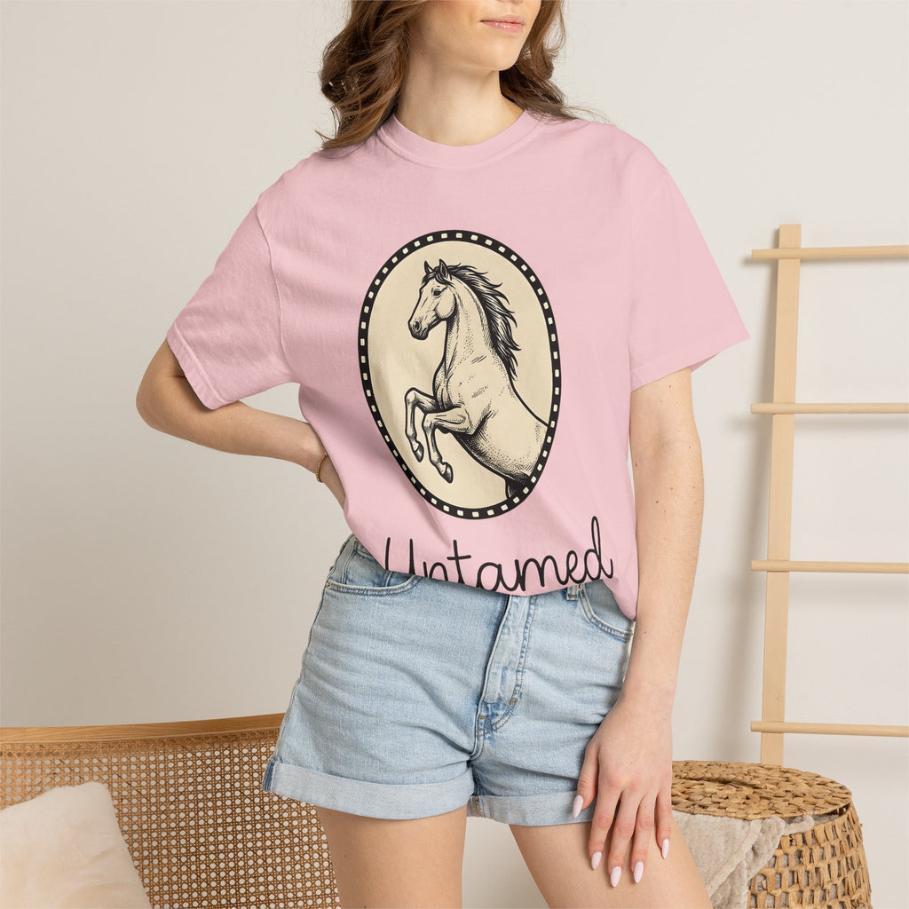 Bucking Horse Shirt Cowgirl Cowboy Gift Women Retro Tee Bronco T-Shirt Rodeo Fan Mustang Graphic Tshirt Sketch Circle Frame Tshirt