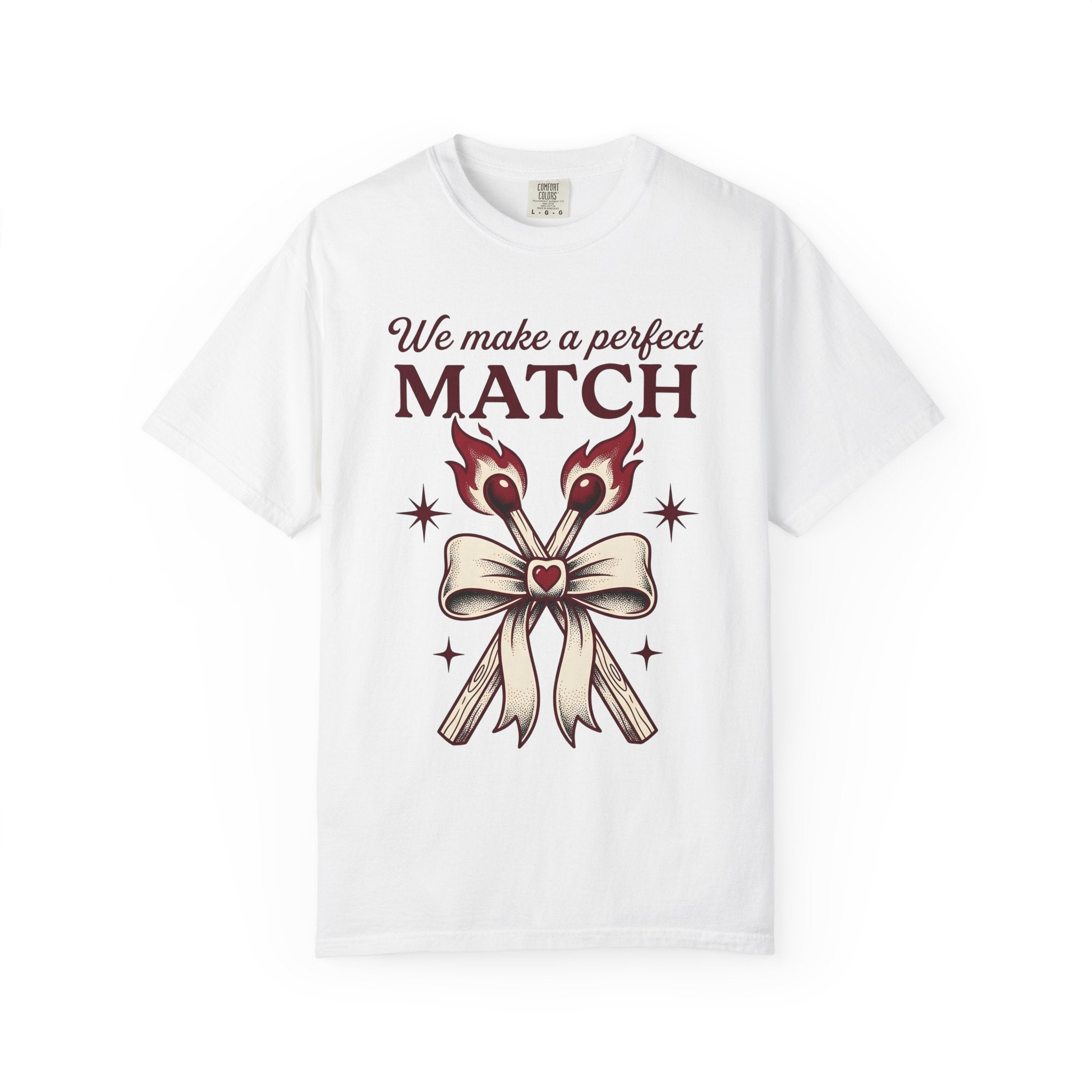 Burning Match Bow Shirt St. Valentine's Day Relationship Gift Women Traditional Tattoo Tee Matchstick T-Shirt Valentine Fan Classic Tattoo