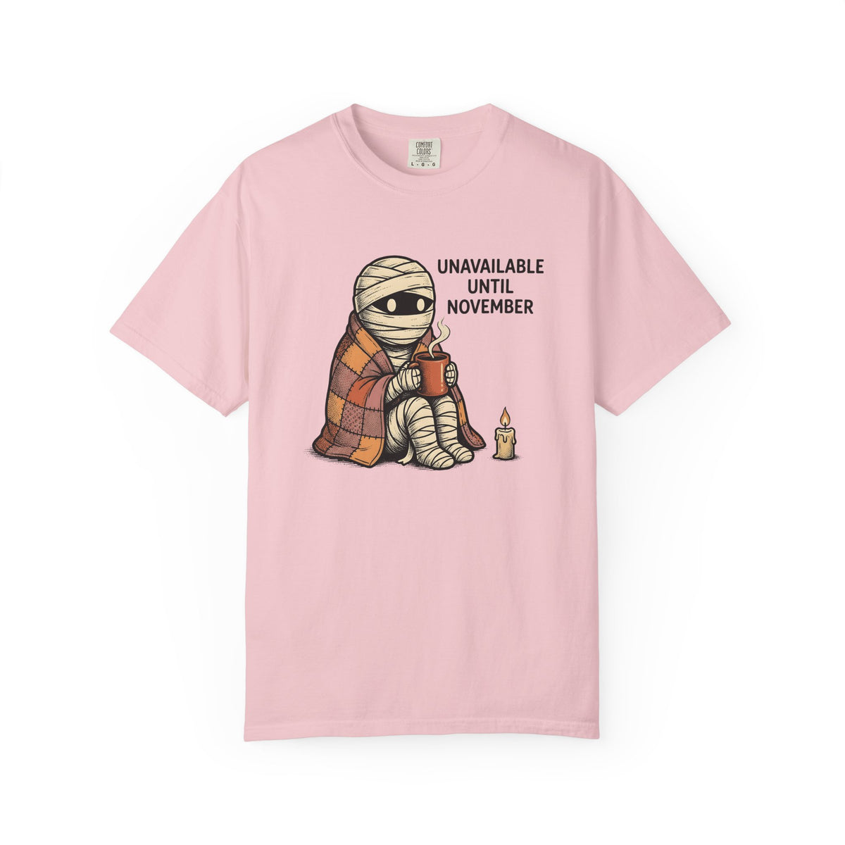 Mummy Coffee Shirt Halloween Cozy Gift Women Cartoon Tee Coffee T-Shirt Horror Fan Comic Tshirt Snug Graphic Retro Candle Tshirt
