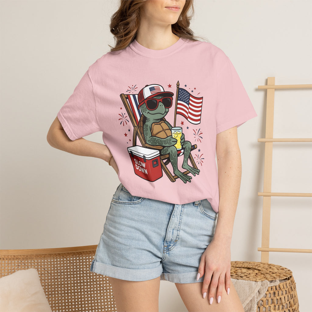 Turtle Sunglasses Shirt 4th Of July Summer Gift Women Cartoon Tee Turtle T-Shirt Independence Day Fan Toon Tshirt Vacation Graphic Retro