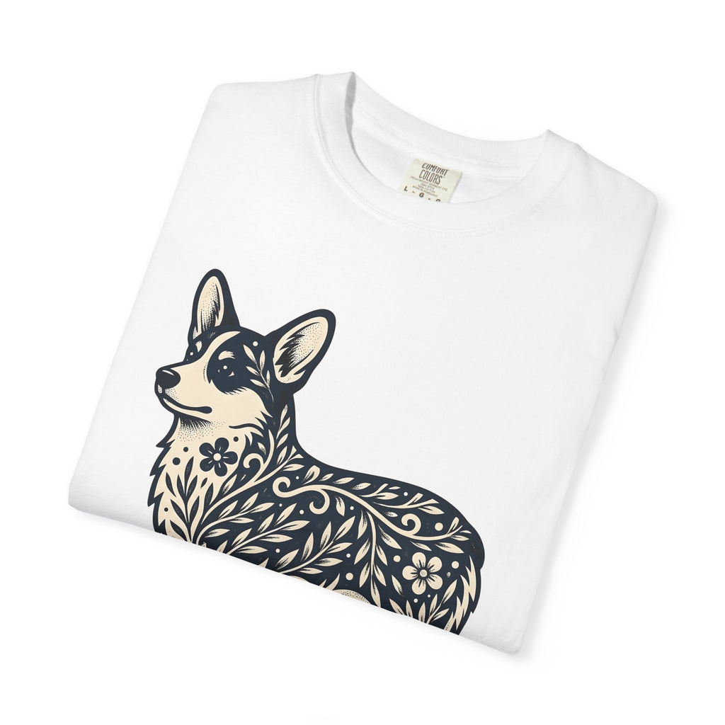 Corgi Pet Shirt Dog Blossom Gift Women Tribal Tee Puppy T-Shirt Dog Fan Canine Tshirt Floral Graphic Classic Botanical Print Tshirt
