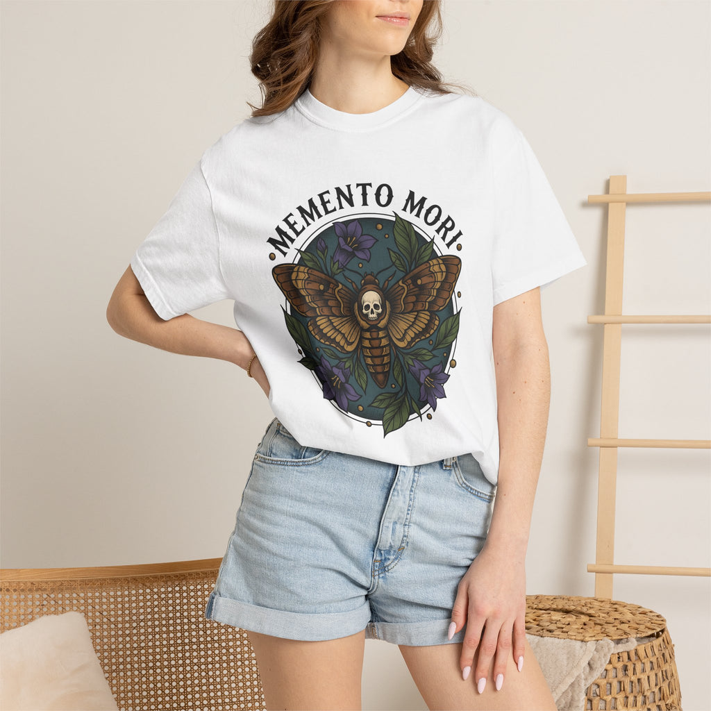 Death Moth Shirt Gothic Floral Gift Women Tattoo Tee Moth T-Shirt Goth Fan Ink Tshirt Bouquet Graphic Vintage Skull Tshirt