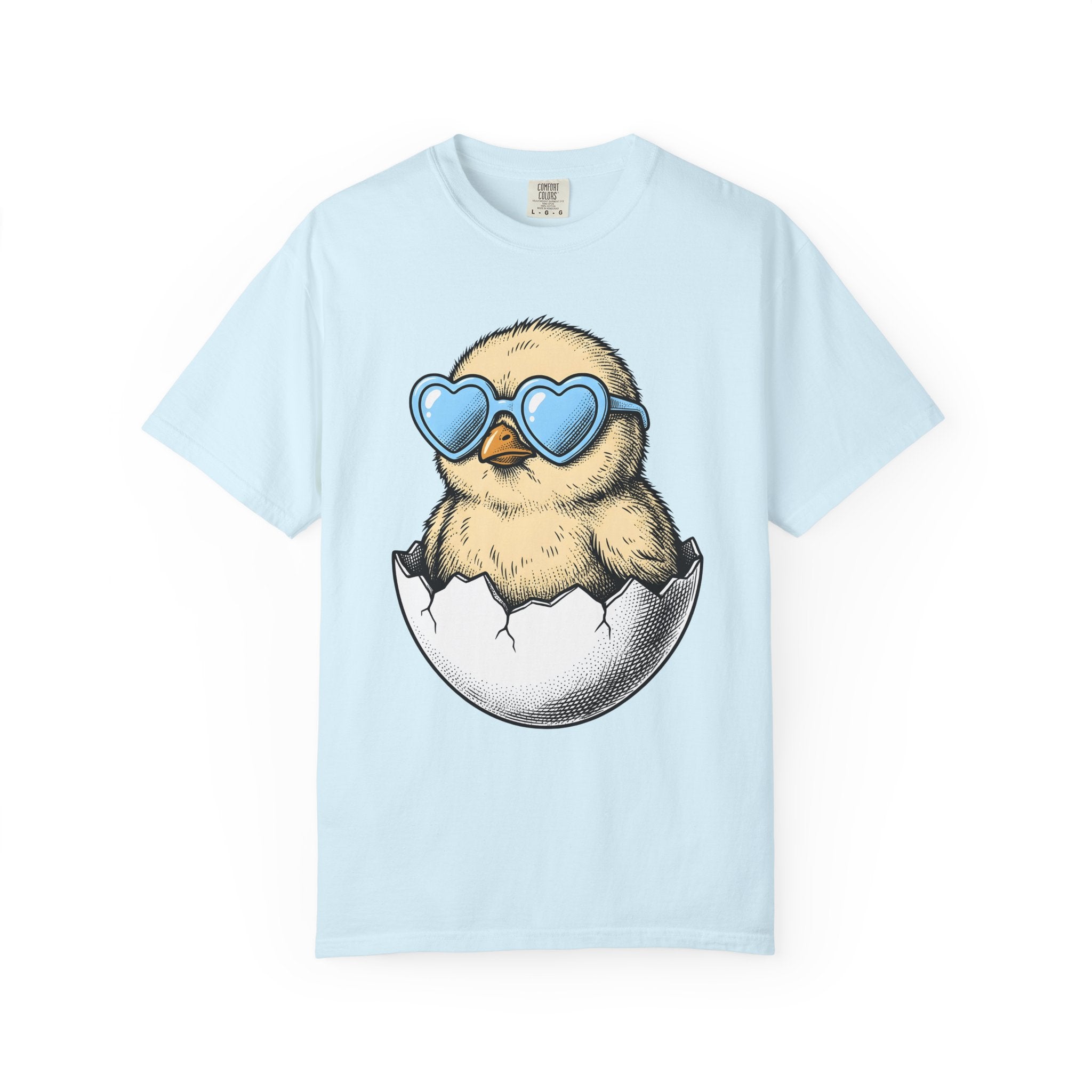 Chick Egg Shirt Easter Spring Gift Women Cartoon Tee Chick T-Shirt Easter Fan Cartoonish Tshirt Floral Graphic Hand Drawn Heart Sunglasses