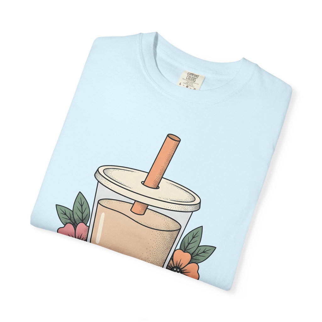 Pearl Tea Shirt Drinks Eatery Gift Women Indie Tee Boba T-Shirt Beverage Fan Bubble Tea Tshirt Cafe Graphic Old School Bloom Tshirt