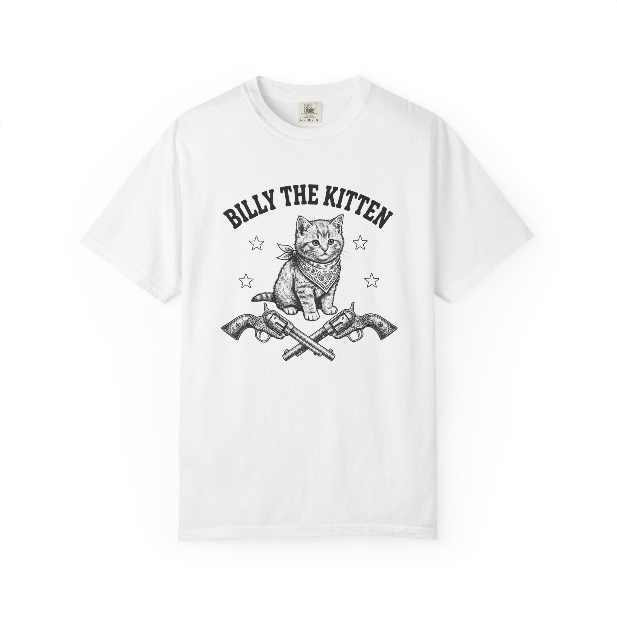 Cowboy Kitten Shirt Cat Western Gift Women Vintage Tee Kitten T-Shirt Cat Fan Retro Tshirt Rodeo Graphic Hand Drawn Revolver Tshirt