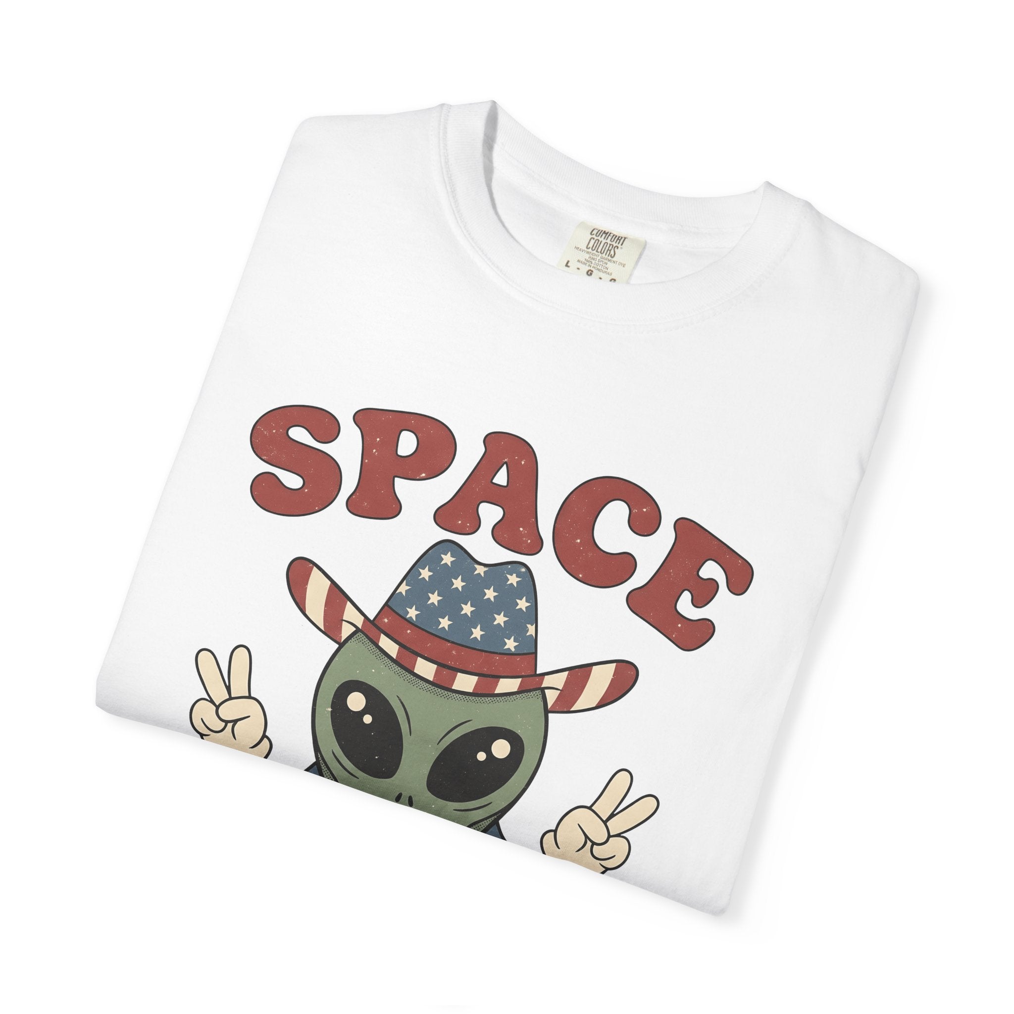 Alien Cowboy Hat Shirt Cowgirl Cosmos Gift Women Animated Tee Space Hat T-Shirt Cowgirl Fan Cartoon Tshirt Galaxy Graphic Old School Peace