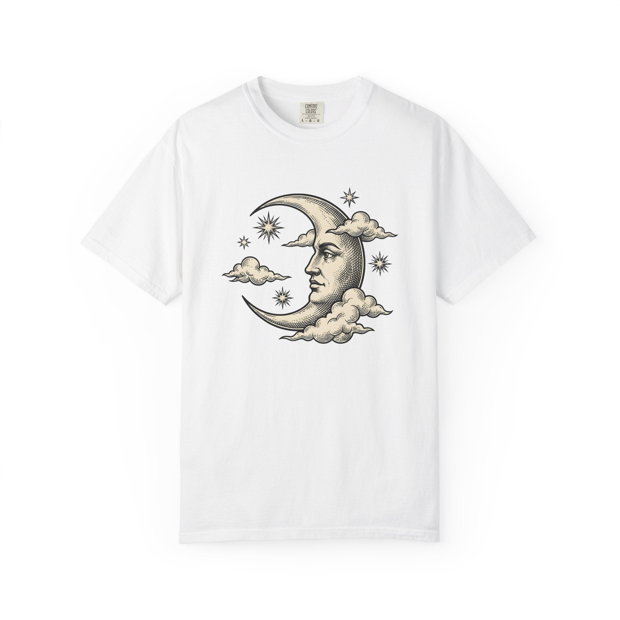 Celestial Face Shirt Cottagecore Planets Gift Women Sketch Tee Moon Face T-Shirt Homebody Fan Drawing Design Galaxy Sky Tshirt