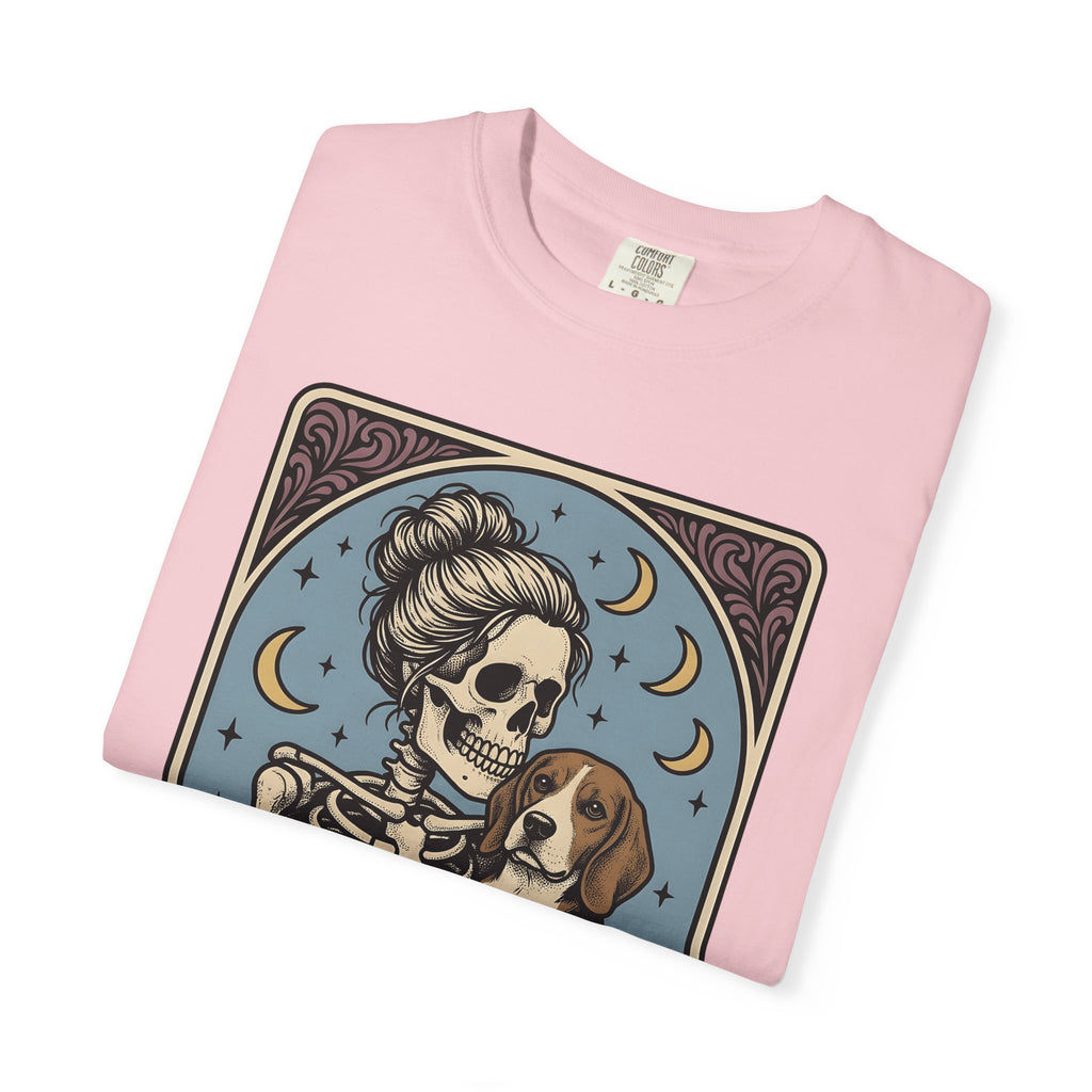 Skeleton Woman Beagle Shirt Halloween Dog Gift Women Vintage Tee Skeleton T-Shirt Horror Fan Retro Tshirt Dog Graphic Hand Drawn Crescent