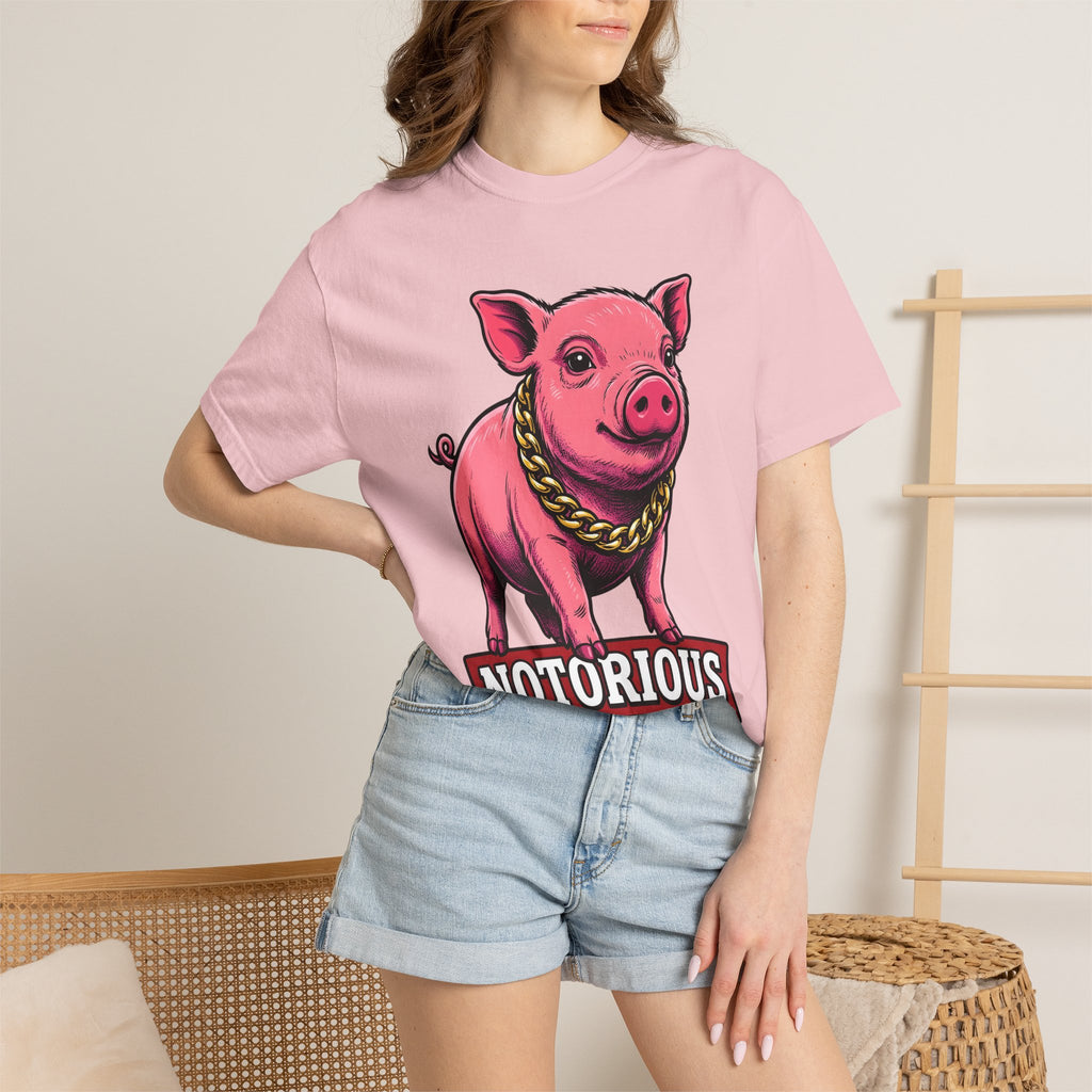Pig Drawing Shirt Funny Fauna Gift Women Animated Tee Swine T-Shirt Humor Fan Cartoon Tshirt Wildlife Graphic Classic Gold Pendant Tshirt