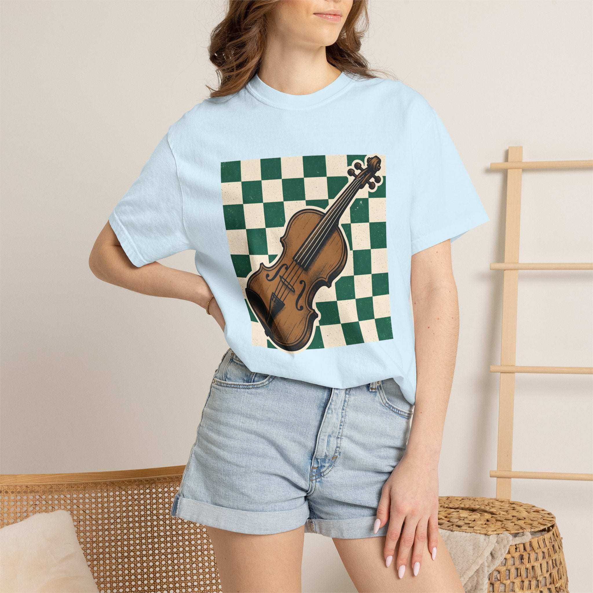 Fiddle Illustration Shirt St Patrick's Day Instruments Gift Women Rustic Tee Violin T-Shirt Irish Fan Folk Tshirt Music Graphic Classic