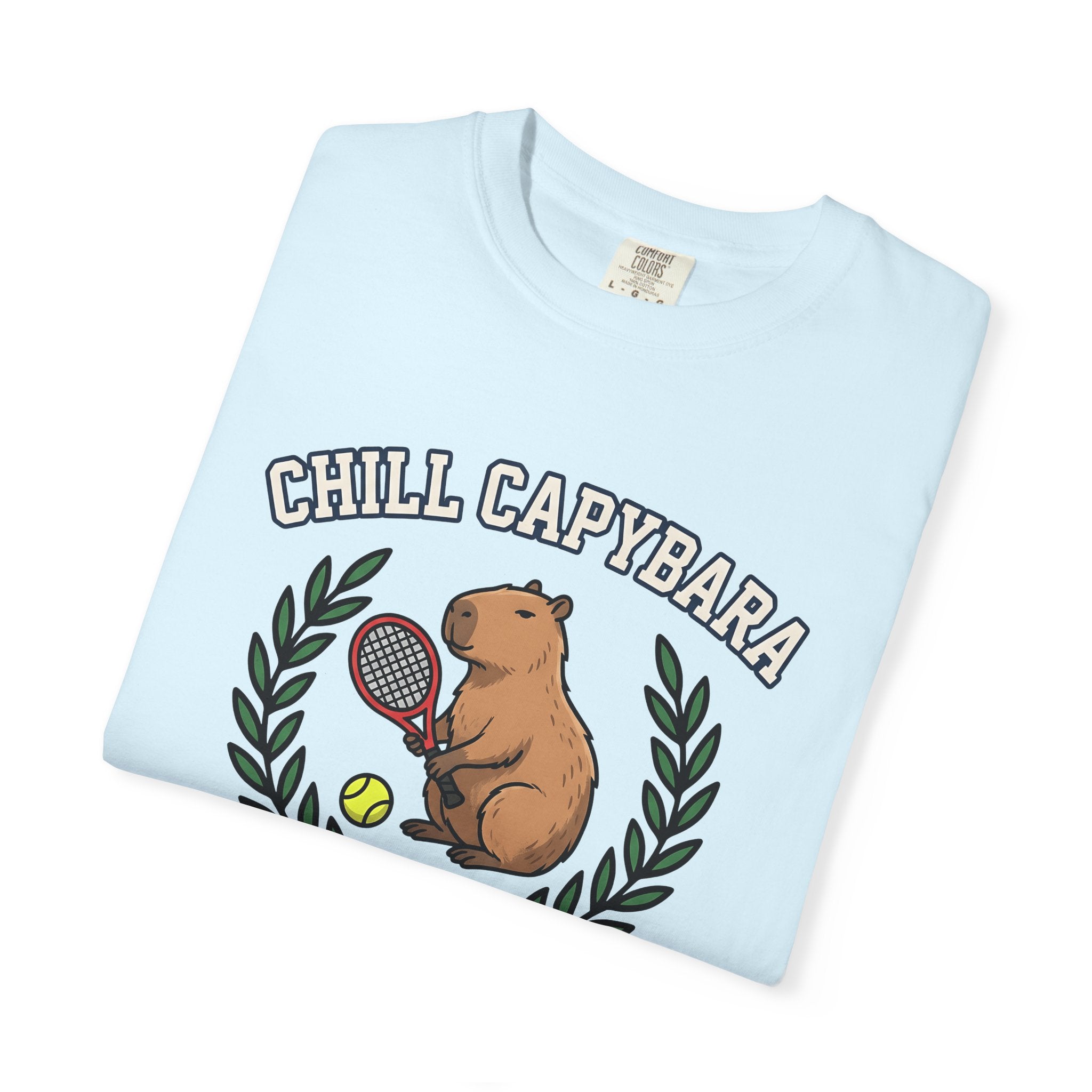 Capybara Tennis Shirt Sports Fauna Gift Women Illustration Tee Rodent T-Shirt Athlete Fan Wildlife Graphic Tshirt Sketch Garland Tshirt