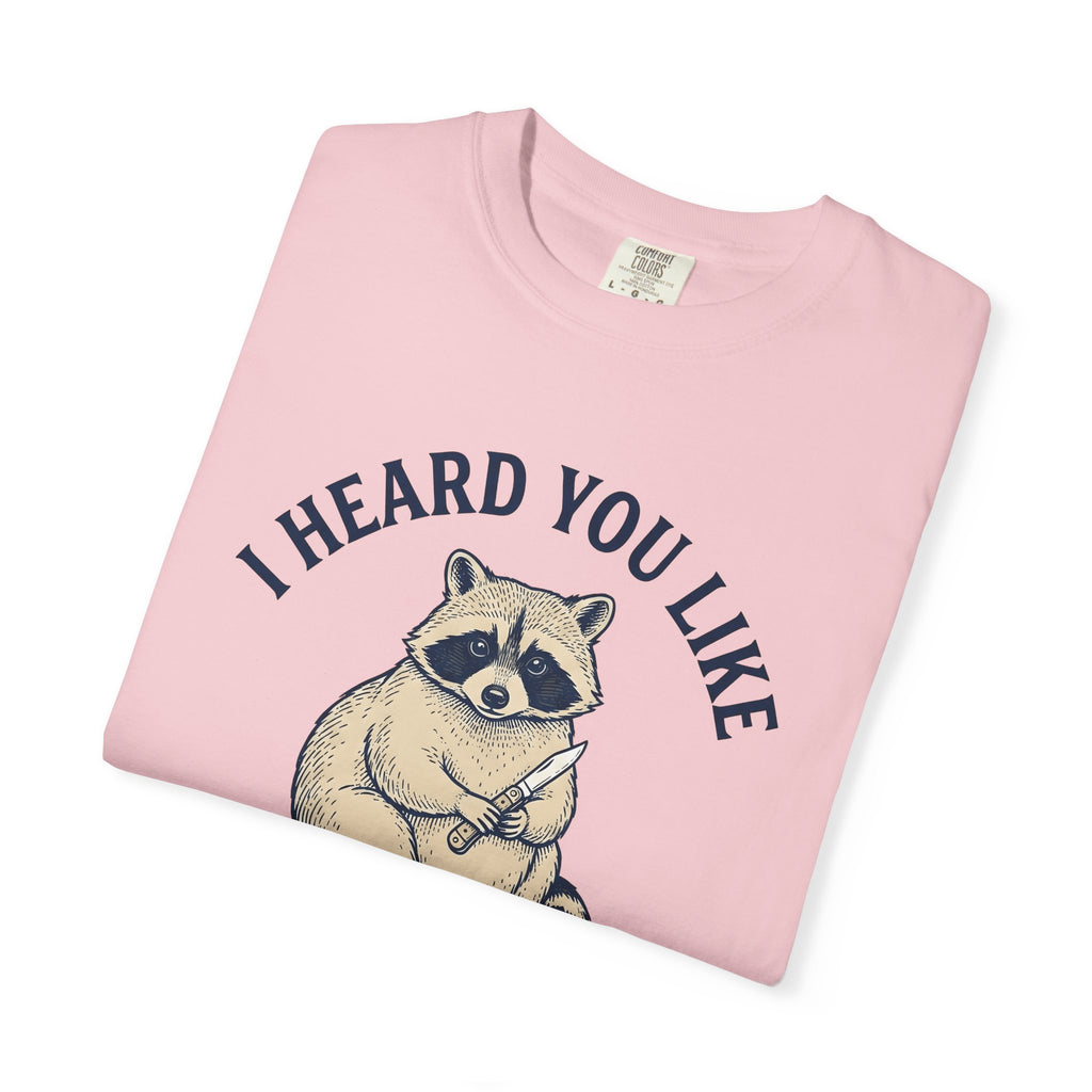 Raccoon Design Shirt Animal Joke Gift Women Sketch Tee Trash Panda T-Shirt Animal Fan Drawing Graphic Retro Folding Knife Tshirt
