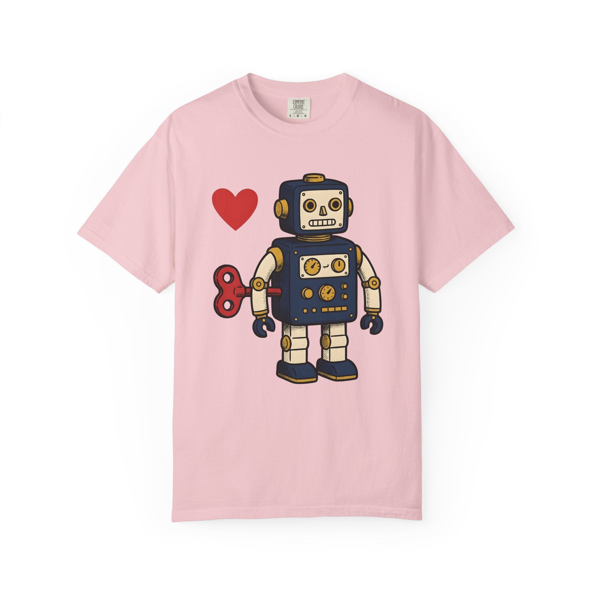 Android Heart Shirt Valentine's Day Old-School Gift Women Animated Tee Robot Heart T-Shirt Valentine Fan Cartoony Tshirt Retro Graphic