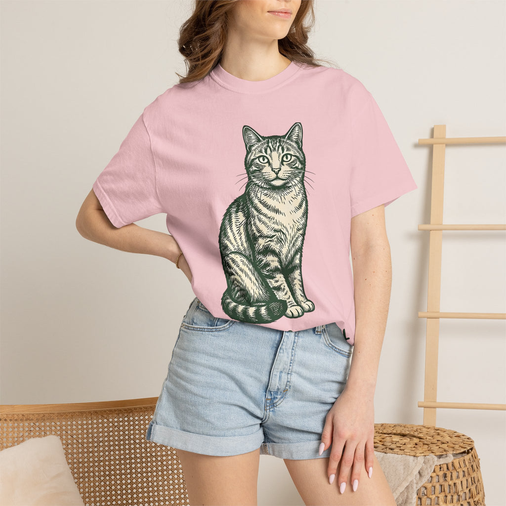Orange Cat Shirt Cat Wildlife Gift Women Retro Tee Kitty T-Shirt Cat Fan Vintage Tshirt Wildlife Graphic Doodle Tiger Stripes Tshirt