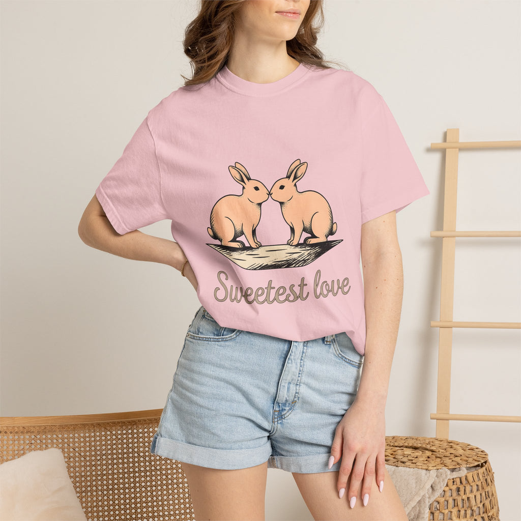 Rabbit Pair Shirt Animals Romance Gift Women Retro Tee Bunny T-Shirt Pet Fan Vintage Tshirt Love Graphic Sketch Love Symbol Tshirt
