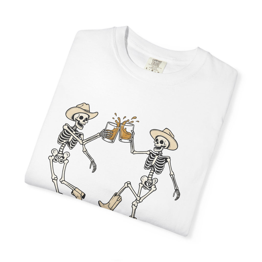 Cowboy Bones Shirt Halloween Rodeo Gift Women Animated Tee Skeleton T-Shirt Horror Fan Cartoon Tshirt Rodeo Graphic Sketch Leather Boots