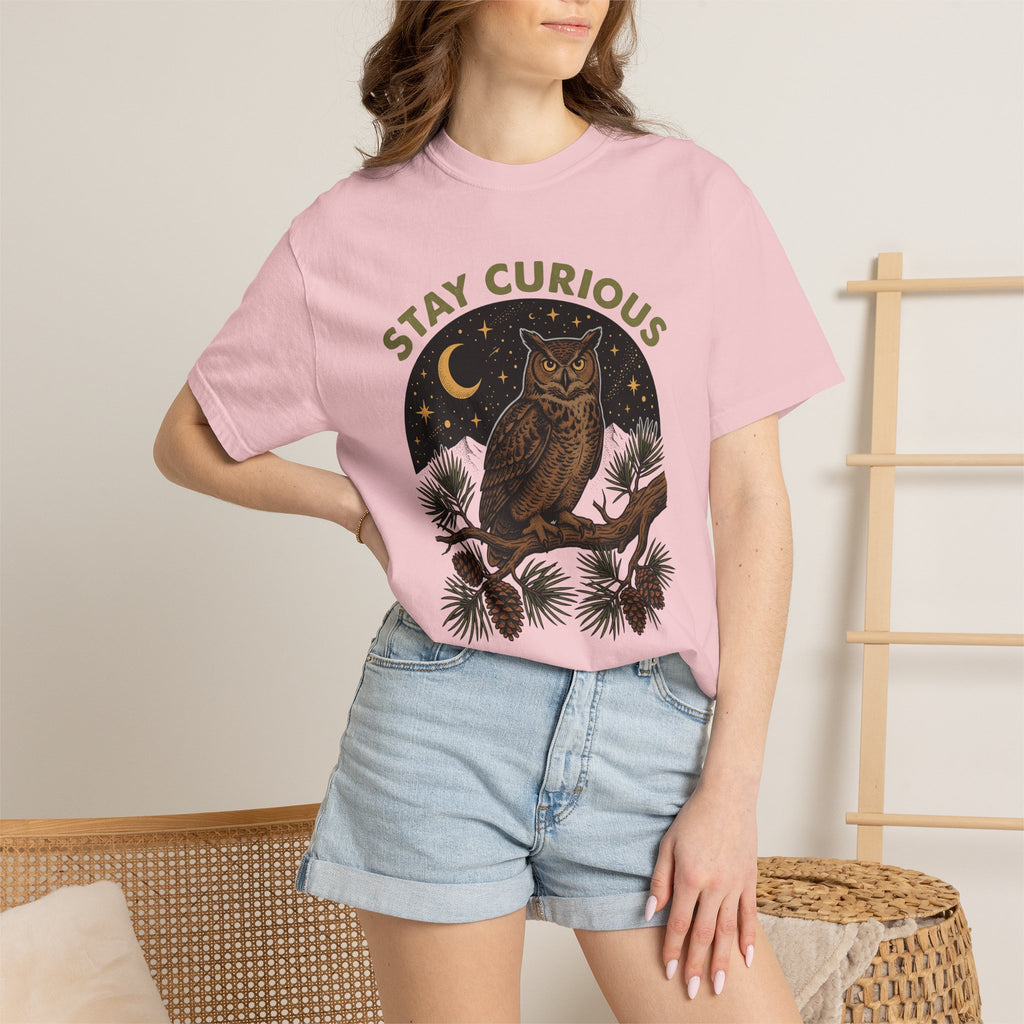 Owl Graphic Shirt Nature Woodland Gift Women Vintage Tee Hoot Owl T-Shirt Outdoors Enthusiast Retro Tshirt Forest Graphic Hand Drawn