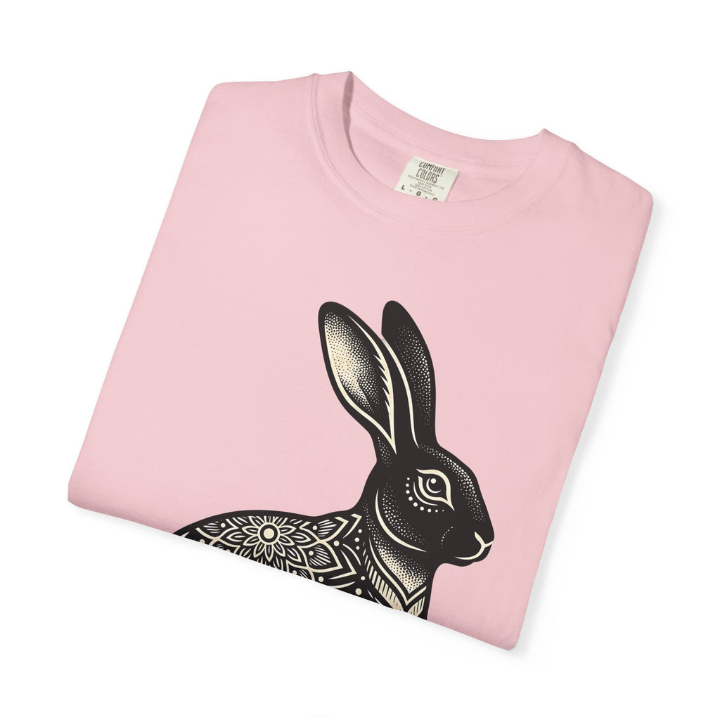 Mandala Rabbit Shirt Easter Pets Gift Women Ethnic Tee Bunny T-Shirt Easter Fan Hare Tshirt Animal Graphic Design Graphic Floral Print
