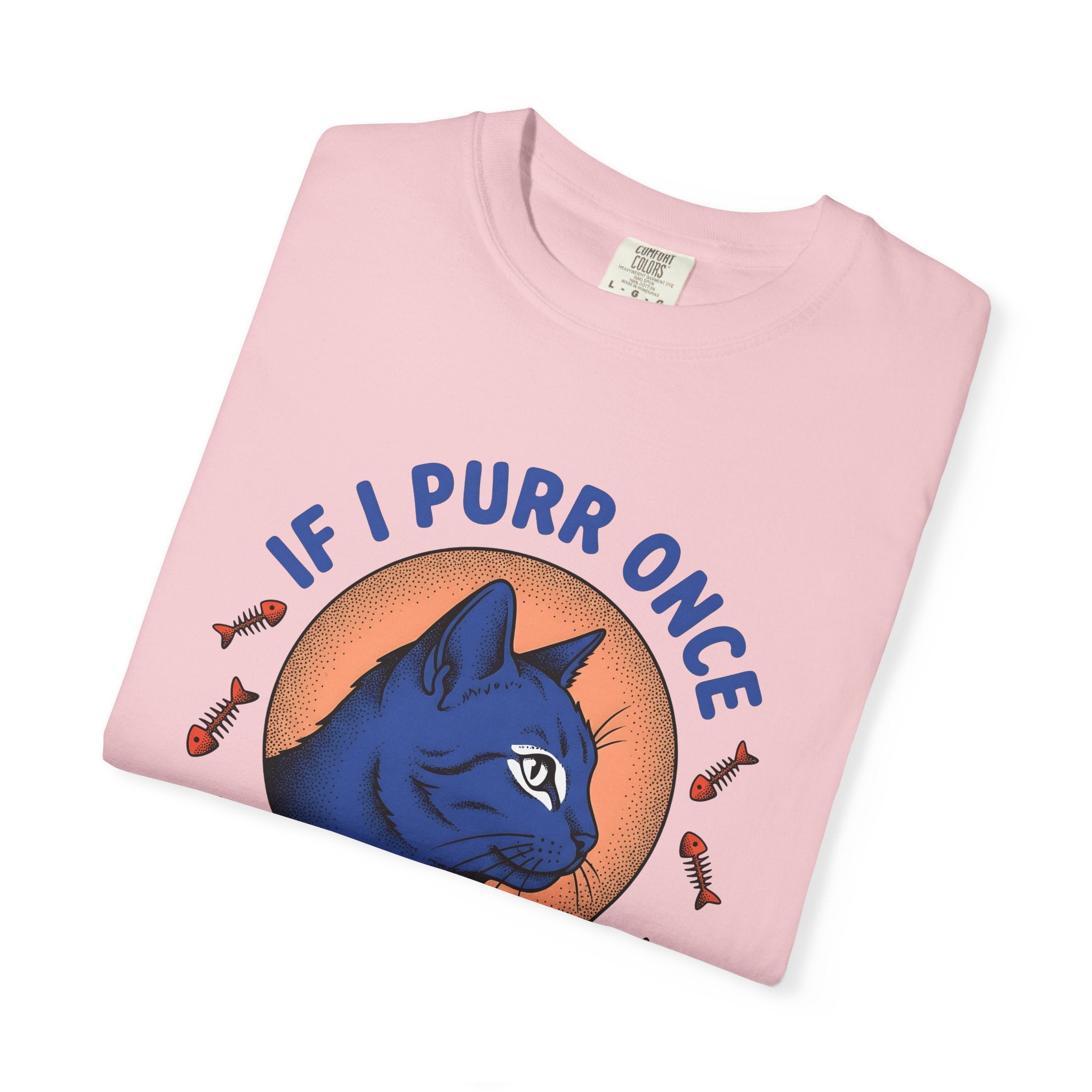 Blue Feline Artwork Shirt Cat Comedy Gift Women Colorful Tee Cat T-Shirt Cat Fan Fancy Tshirt Humor Graphic Classic Fish Spine Tshirt