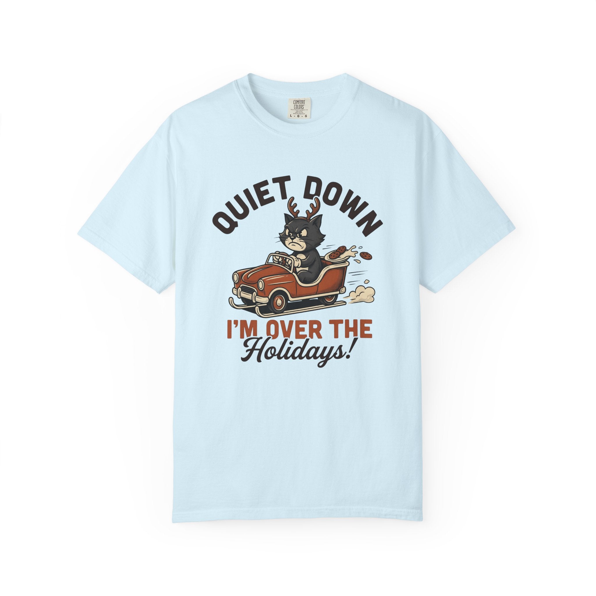 Angry Cat Vehicle Shirt Christmas Animal Gift Women Cartoon Tee Mad Car T-Shirt Xmas Fan Funny Car Graphic Classic Antlers Tshirt