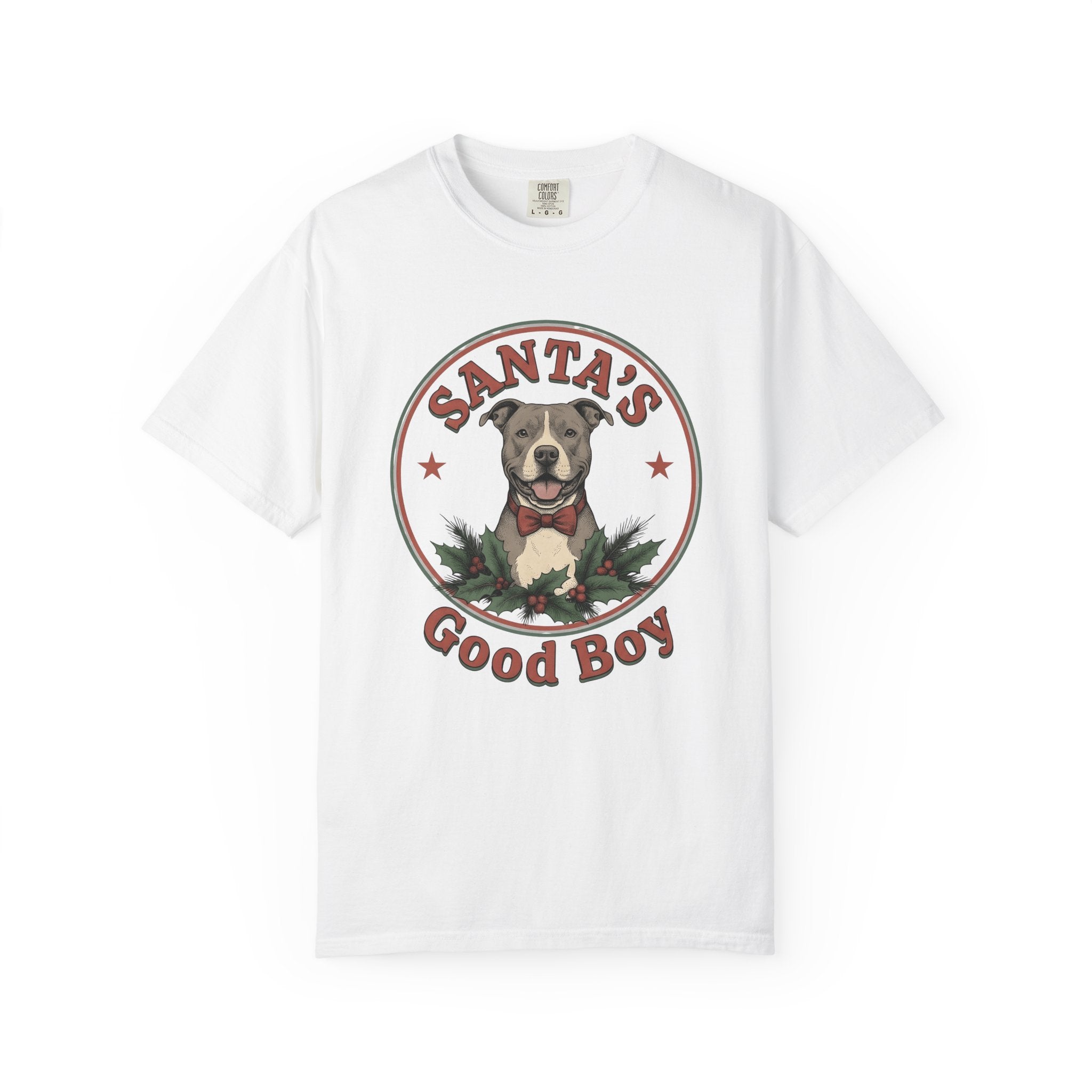 Pitbull Pet Shirt Dog Festive Gift Women Classic Tee Pibble T-Shirt Dog Fan Vintage Tshirt Holiday Graphic Doodle Pine Branches Tshirt