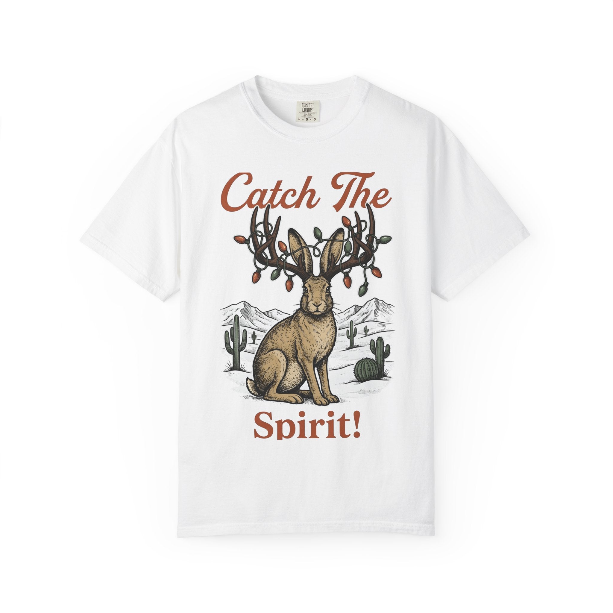 Antler Rabbit Graphic Shirt Christmas Fauna Gift Women Retro Tee Hare T-Shirt Xmas Fan Vintage Tshirt Wildlife Graphic Doodle String Lights