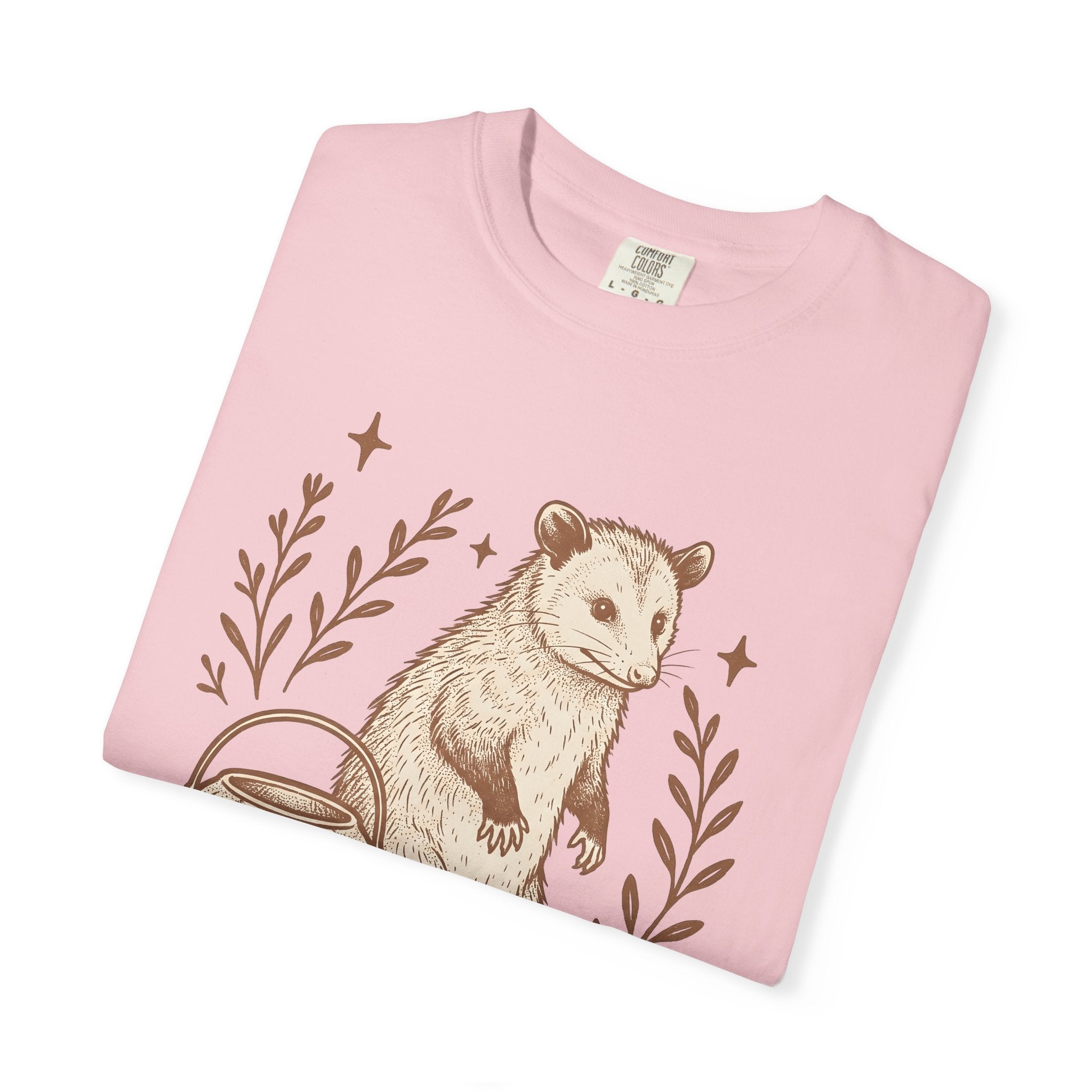 Opossum Pumpkin Shirt Halloween Wildlife Gift Women Sketch Tee Possum T-Shirt Horror Fan Drawing Graphic Tshirt Retro Star Shapes Tshirt