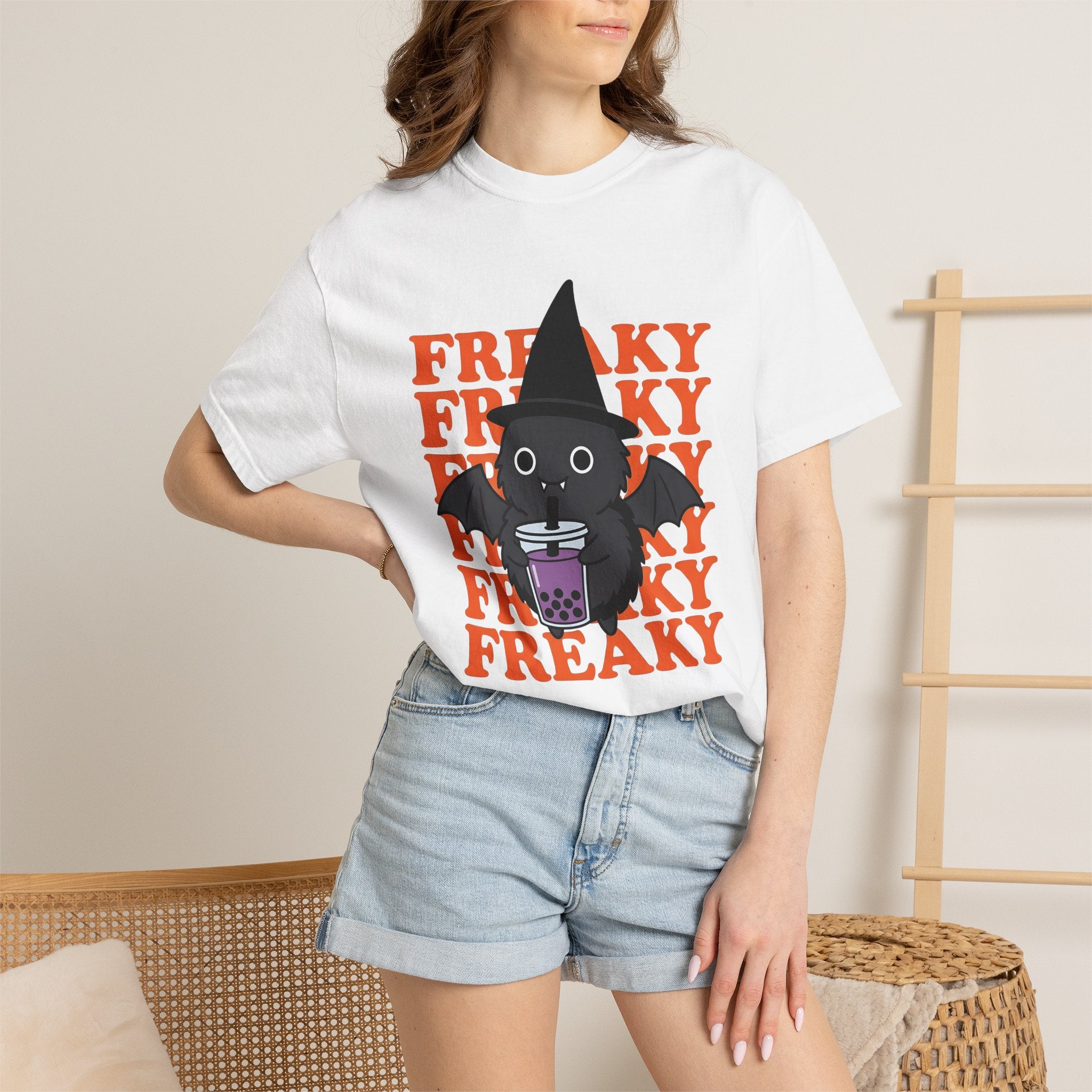 Spooky Witch Shirt Halloween Eerie Gift Women Cartoon Tee Witch T-Shirt Horror Fan Occult Tshirt Spooky Graphic Old School Tapioca Drink