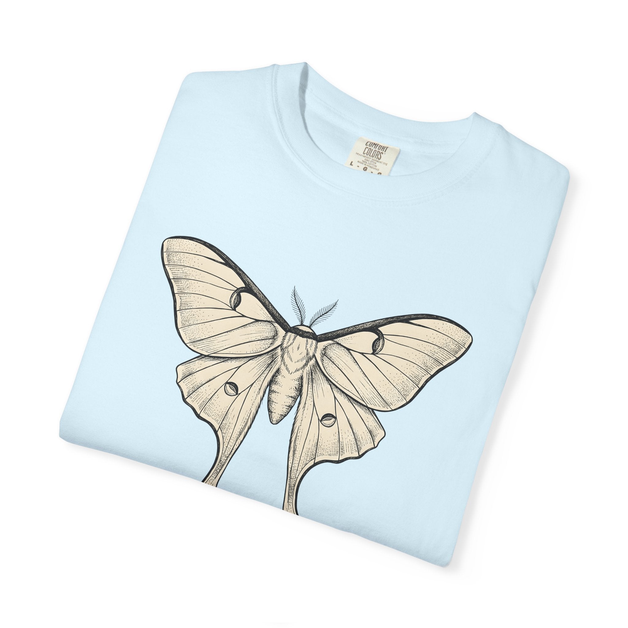 Luna Insect Shirt Moth Plants Gift Women Drawing Tee Moth T-Shirt Moth Fan Illustrated Graphic Tshirt Hand Drawn Insect Wings Tshirt