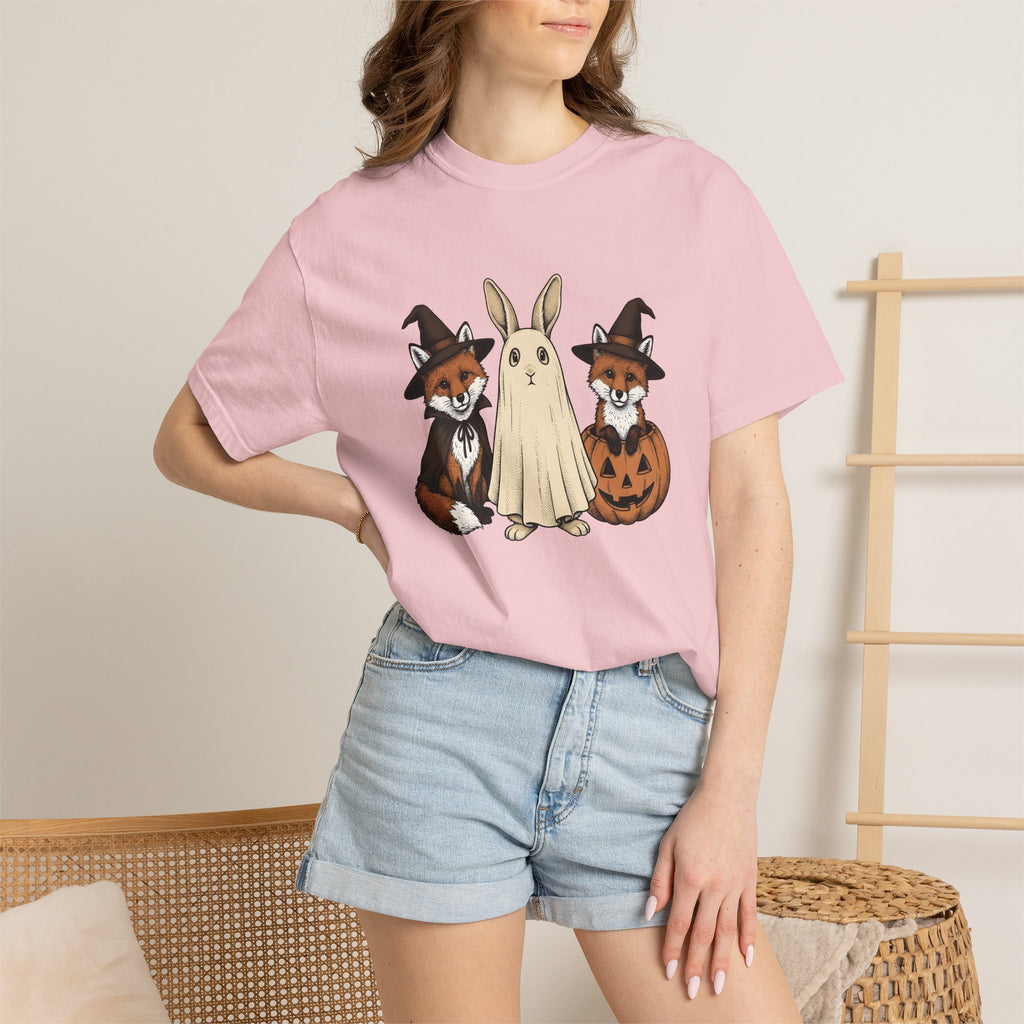 Autumn Animals Shirt Animals Harvest Gift Women Line Art Tee Fall Animals T-Shirt Wildlife Fan Minimalist Tshirt Autumn Harvest Graphic