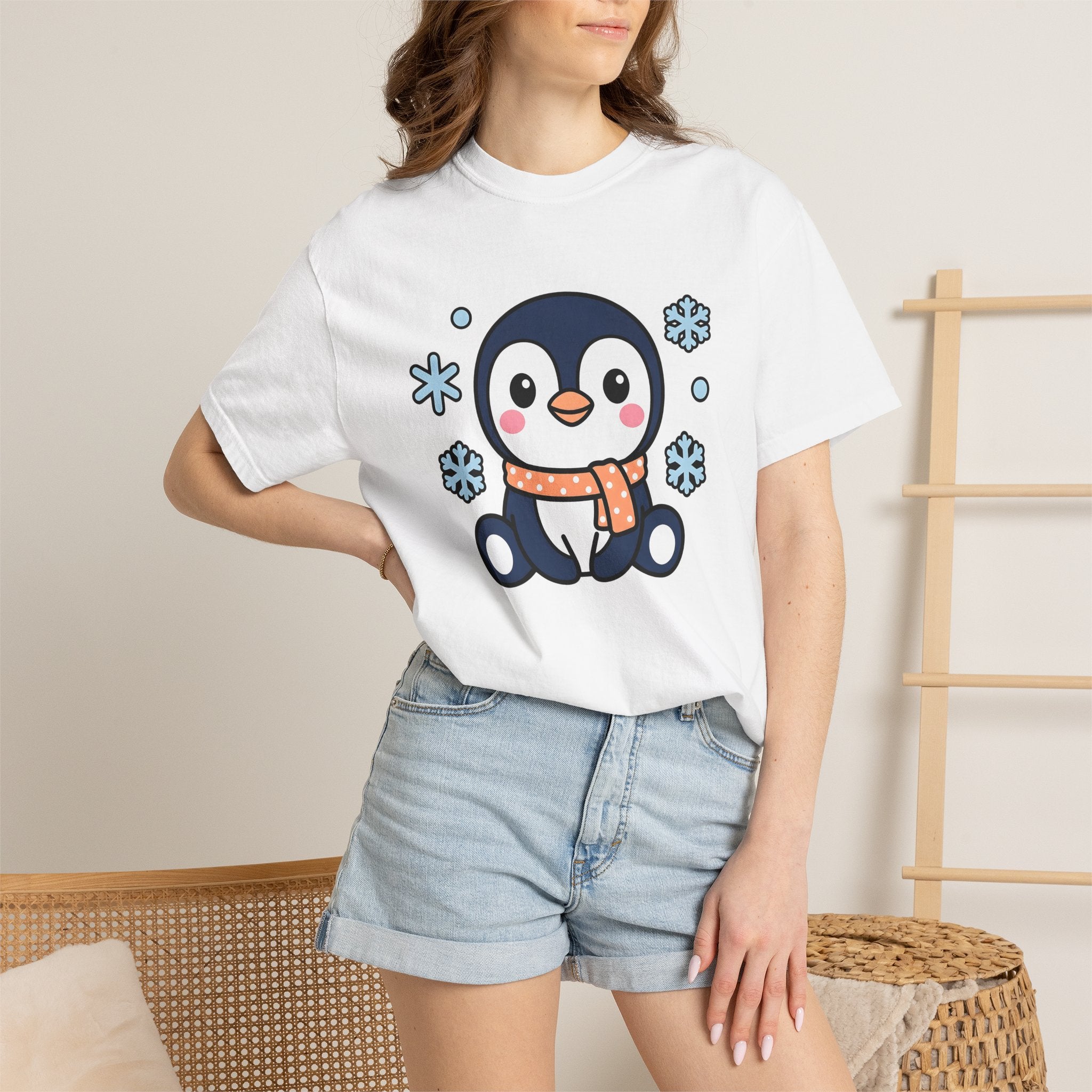 Penguin Drawing Shirt Animals Snow Gift Women Adorable Tee Pinguin T-Shirt Wildlife Fan Creature Tshirt Winter Graphic Animated Frost