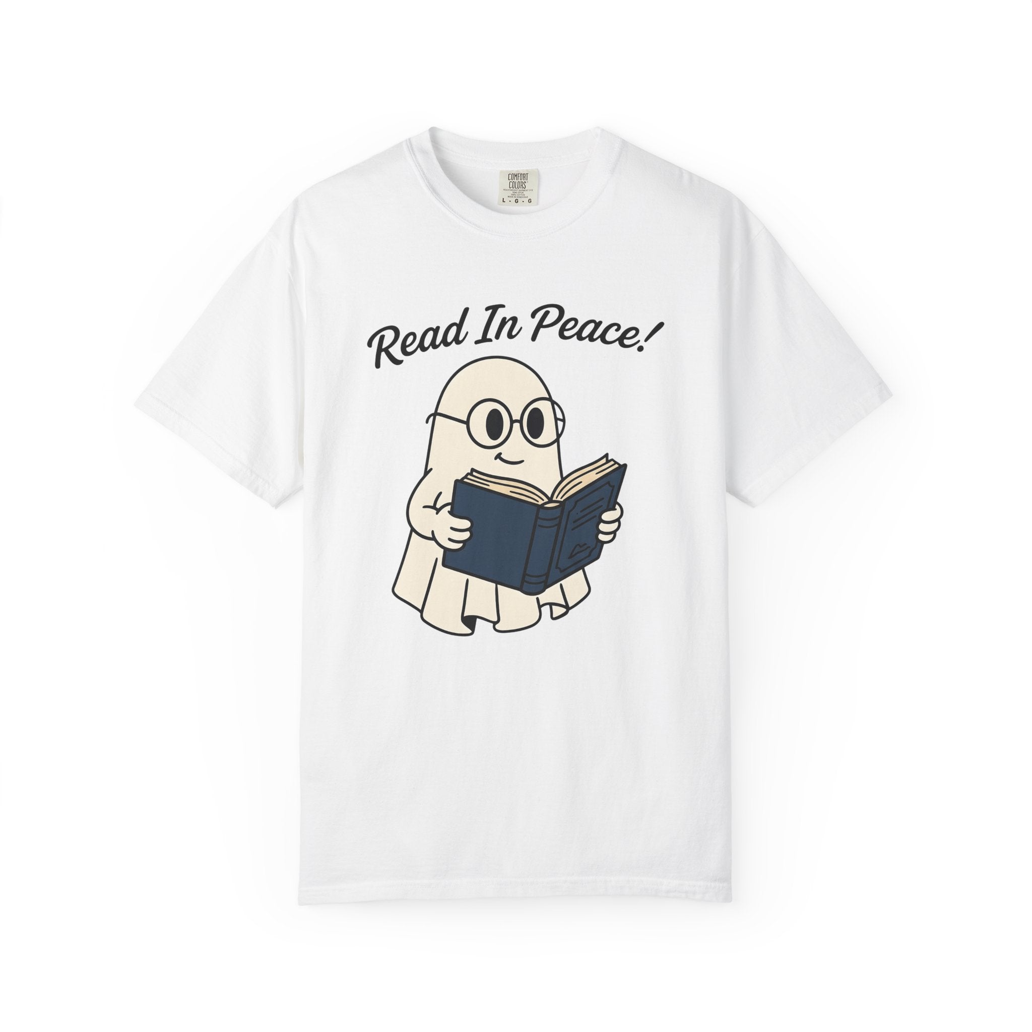Haunted Book Shirt Funny Literature Gift Women Doodle Tee Spooky Book T-Shirt Humor Fan Creepy Story Graphic Tshirt Hand Drawn Eyeglasses