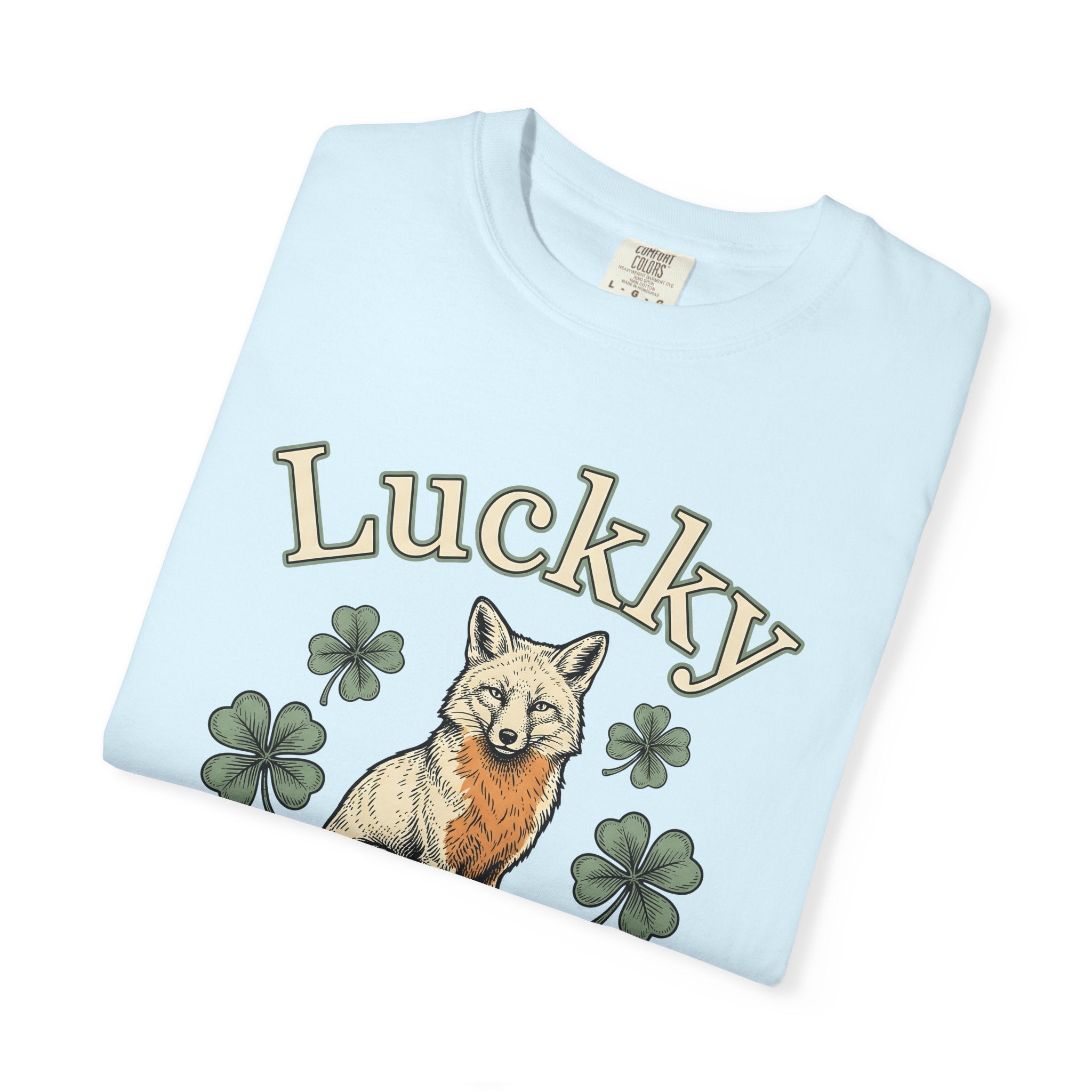 Fox Design Shirt St. Patrick's Day Fauna Gift Women Old School Tee Fox T-Shirt Irish Fan Vixen Graphic Retro Tshirt Line Art Lucky Clover