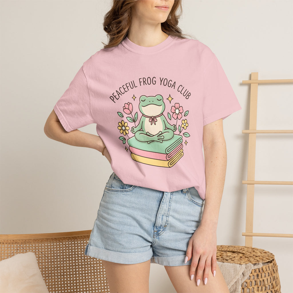 Frog Pose Shirt Yoga Wildlife Gift Women Cartoon Tee Asana T-Shirt Yoga Enthusiast Comic Tshirt Animal Graphic Muted Floral Tshirt