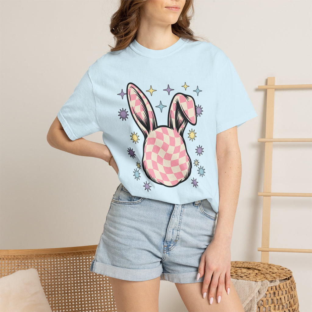 Rabbit Head Shirt Easter Fauna Gift Women Abstract Tee Bunny T-Shirt Easter Fan Hare Tshirt Wildlife Graphic Old School Glitter Tshirt