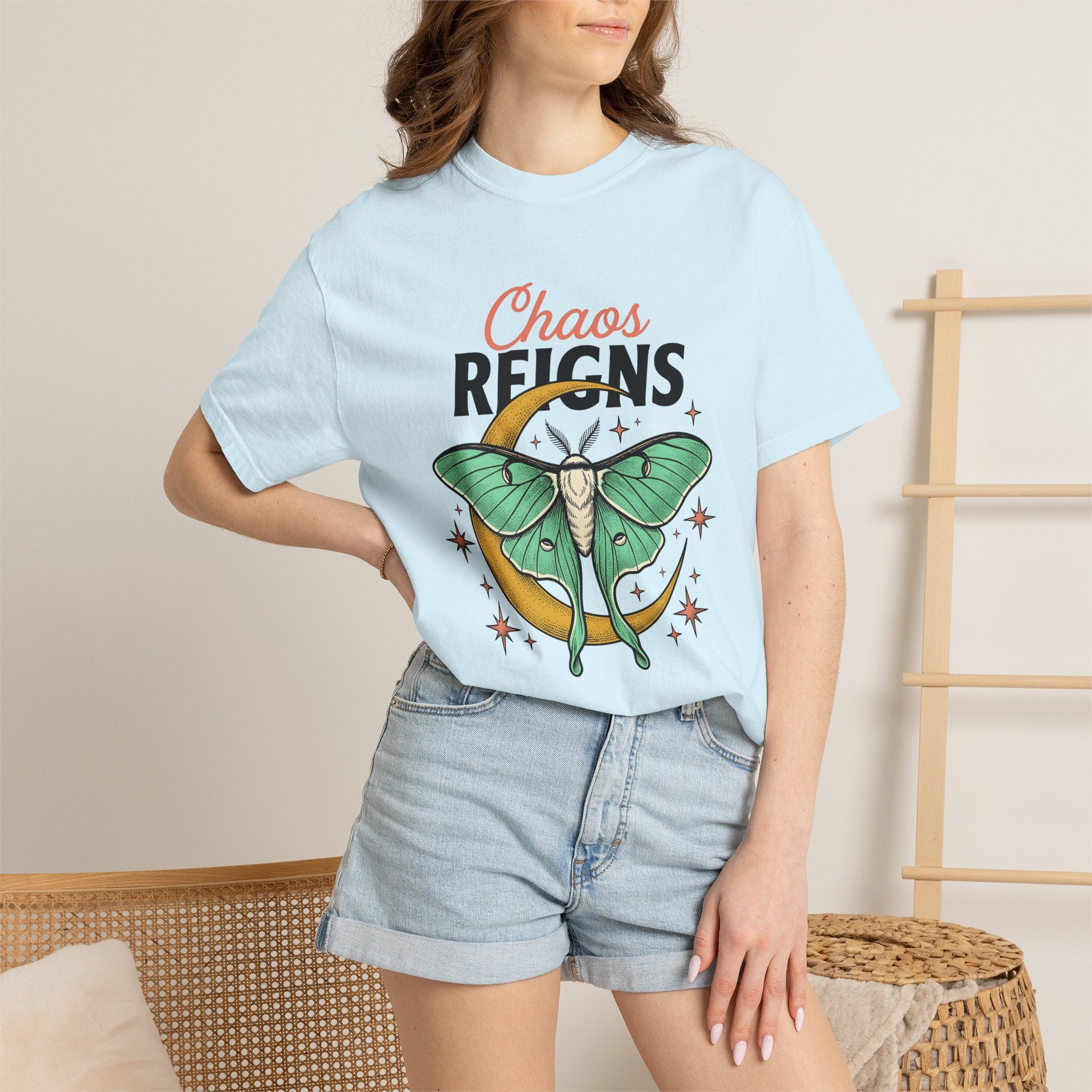 Moon Moth Shirt Moth Cosmos Gift Women Free Spirit Tee Luna Moth T-Shirt Insect Fan Bohemian Tshirt Galaxy Graphic Antique Moon Crescent