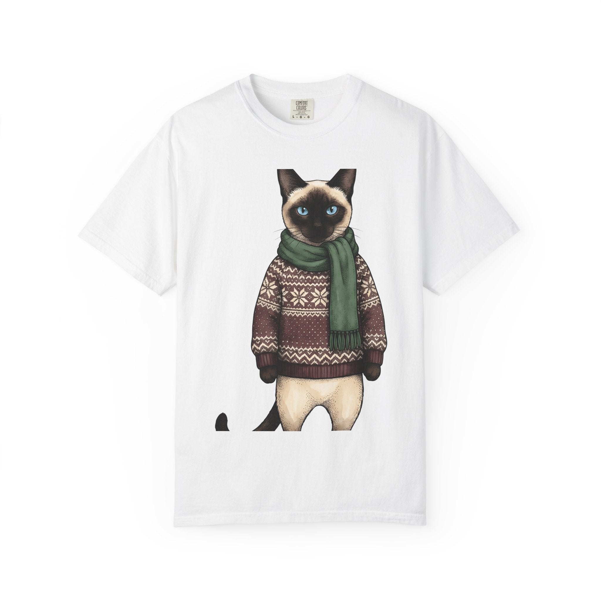 Siamese Kitten Shirt Cat Clothing Gift Women Sketch Tee Kitten T-Shirt Cat Fan Drawing Design Retro Pullover Tshirt