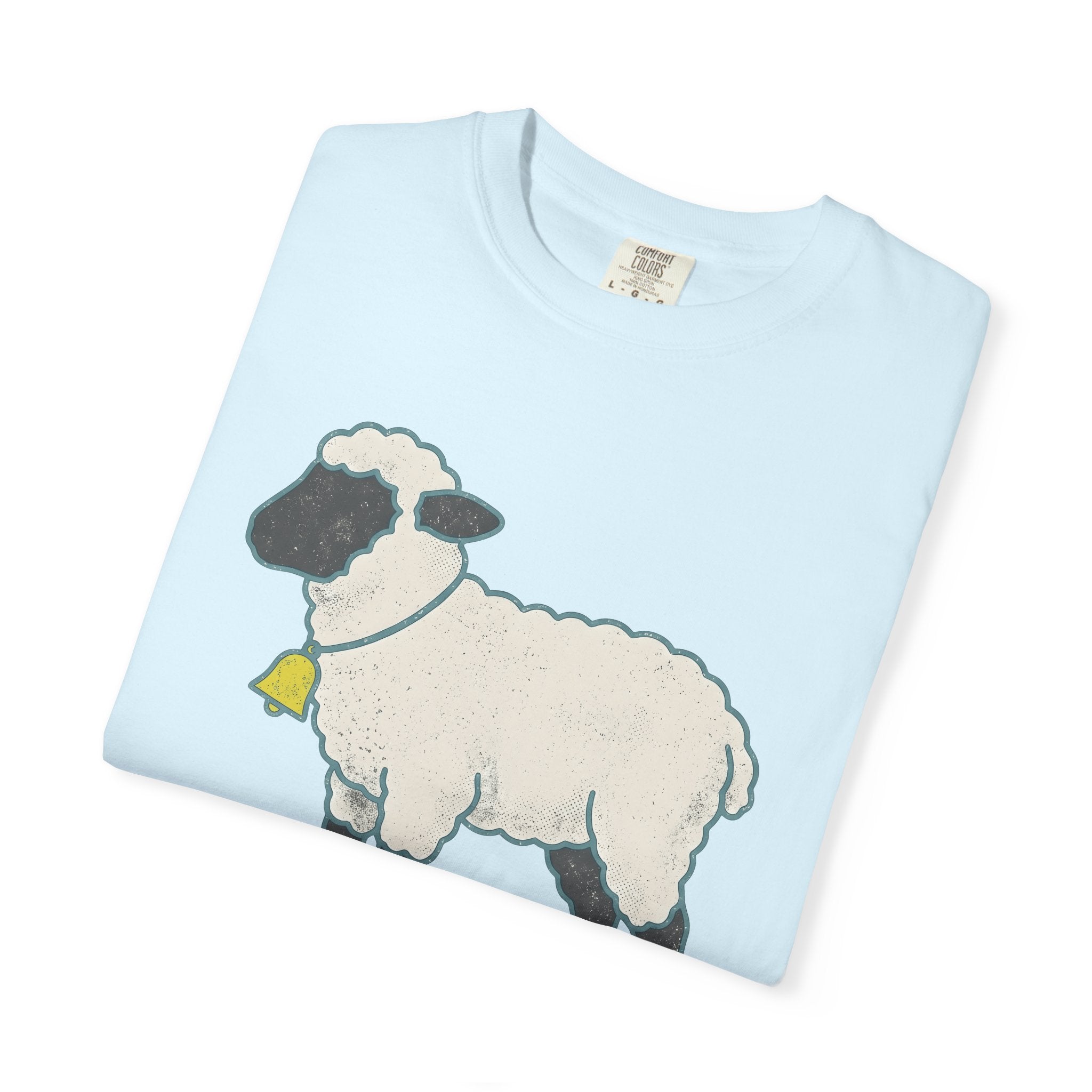 Lamb Shirt Easter Critter Gift Women Line Art Tee Sheep T-Shirt Spring Fan Illustration Graphic Tshirt Cartoon Bell Charm Tshirt