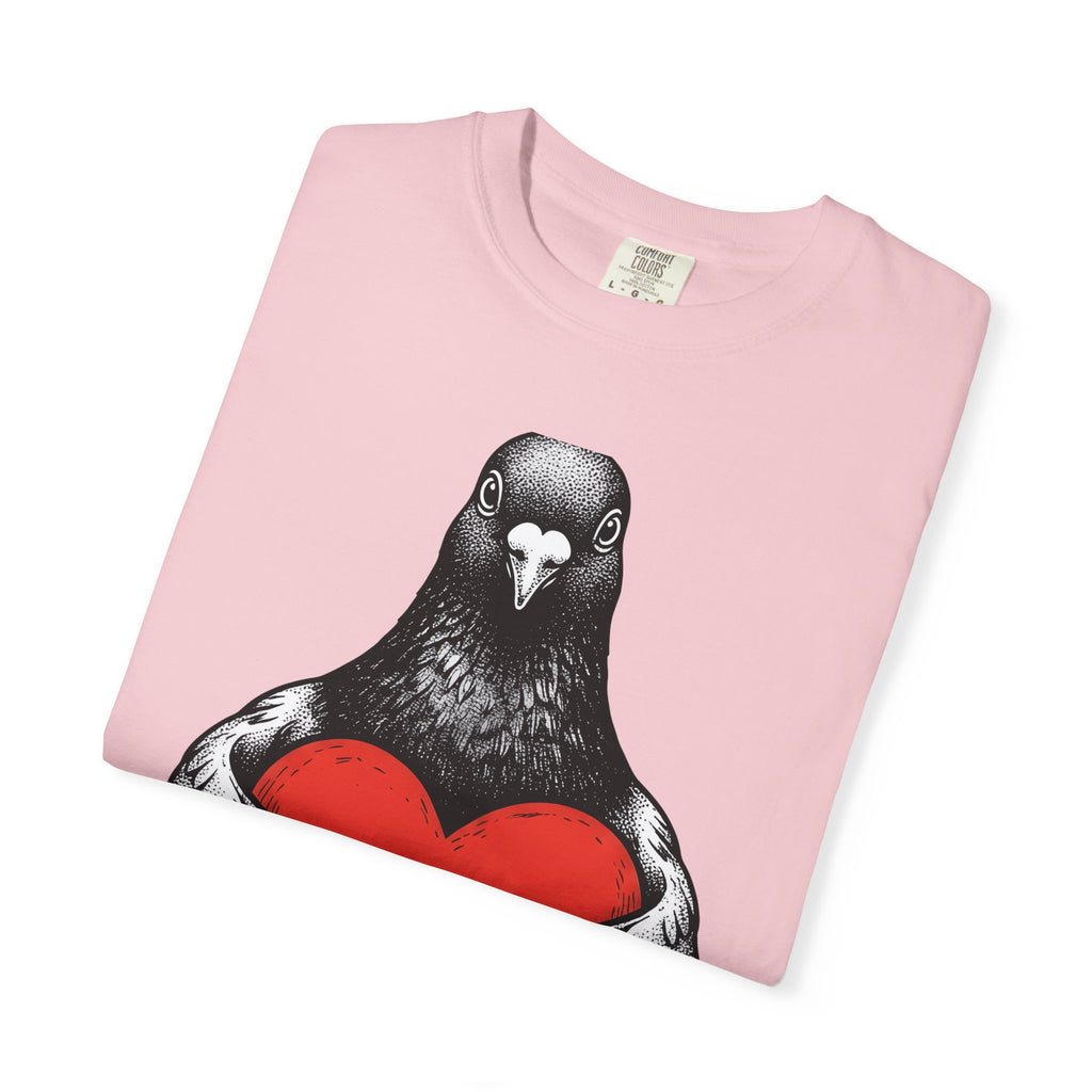 Dove Heart Shirt Animals Holiday Gift Women Sketch Tee Heart T-Shirt Creature Fan Pigeon Tshirt Christmas Graphic Retro Romance Tshirt
