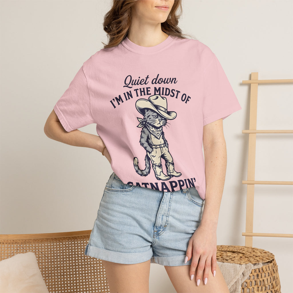 Cat Cowboy Shirt Cat Country Gift Women Animated Tee Kitty T-Shirt Cat Fan Cartoon Tshirt Country Graphic Classic Leather Boots Tshirt