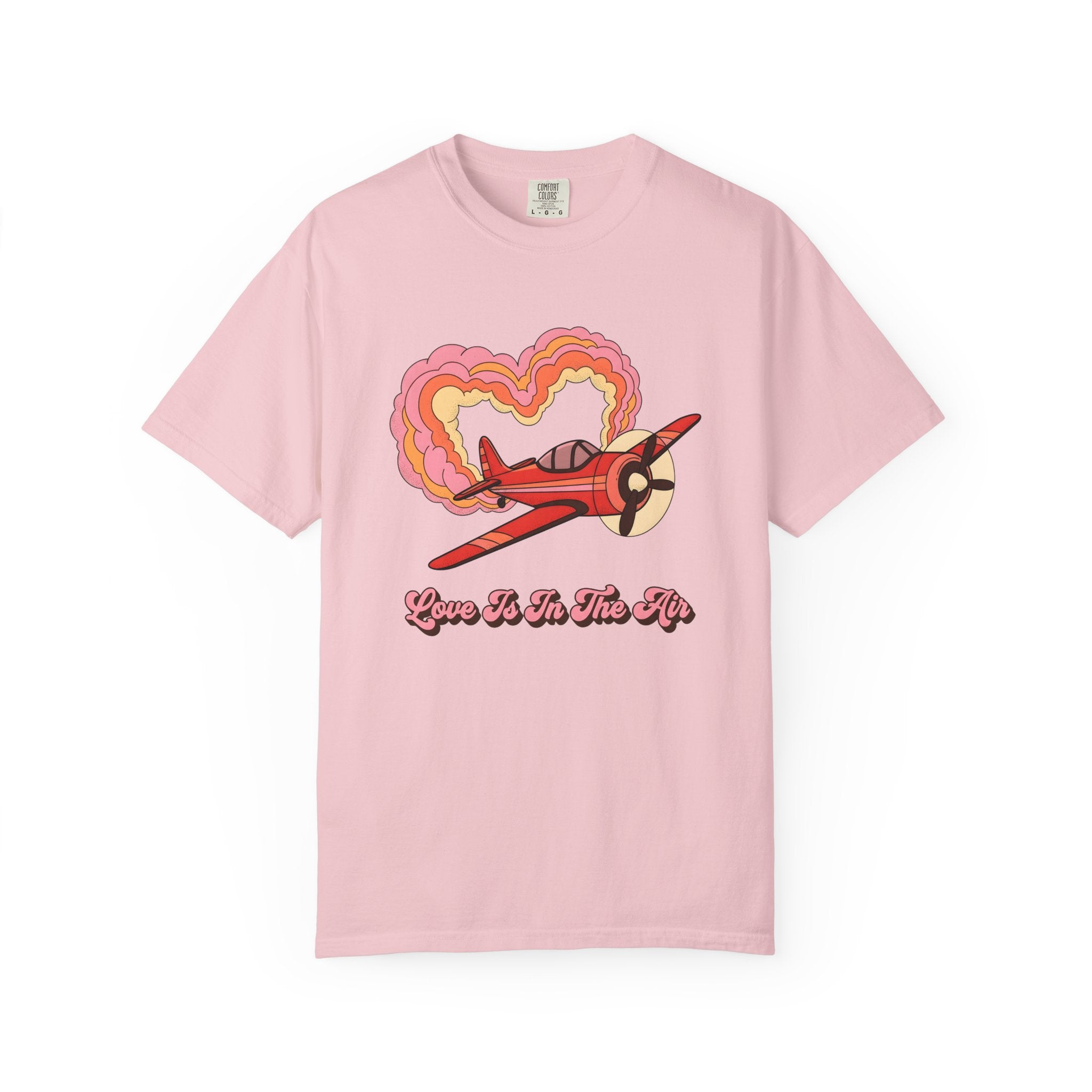 Airplane Heart Graphic Shirt St. Valentine's Day Romance Gift Women Cartoon Tee Plane T-Shirt Valentine Fan Comic Tshirt Love Graphic Retro