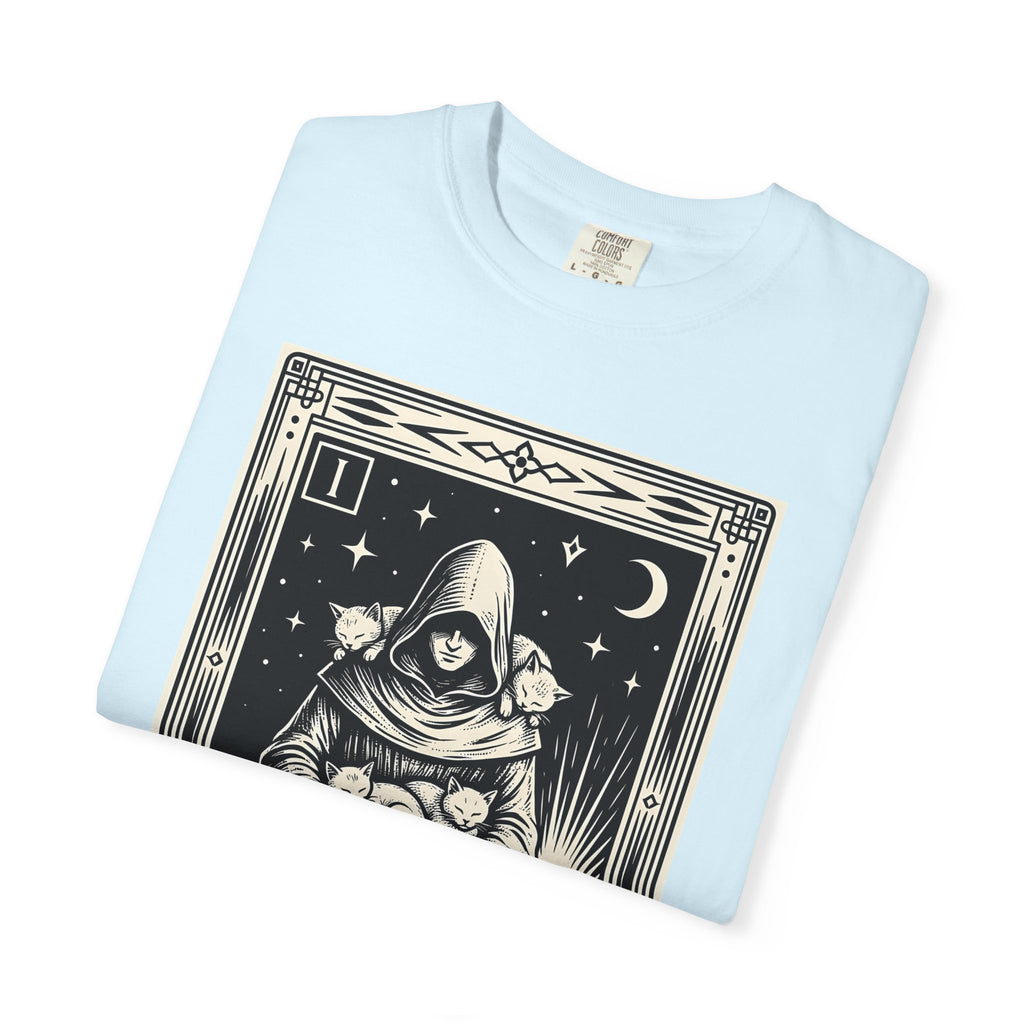 Hooded Character Cats Shirt Cat Quiet Gift Women Divination Tee Kitty Cat T-Shirt Cat Fan Occult Tshirt Silent Graphic Antique Lamp Tshirt