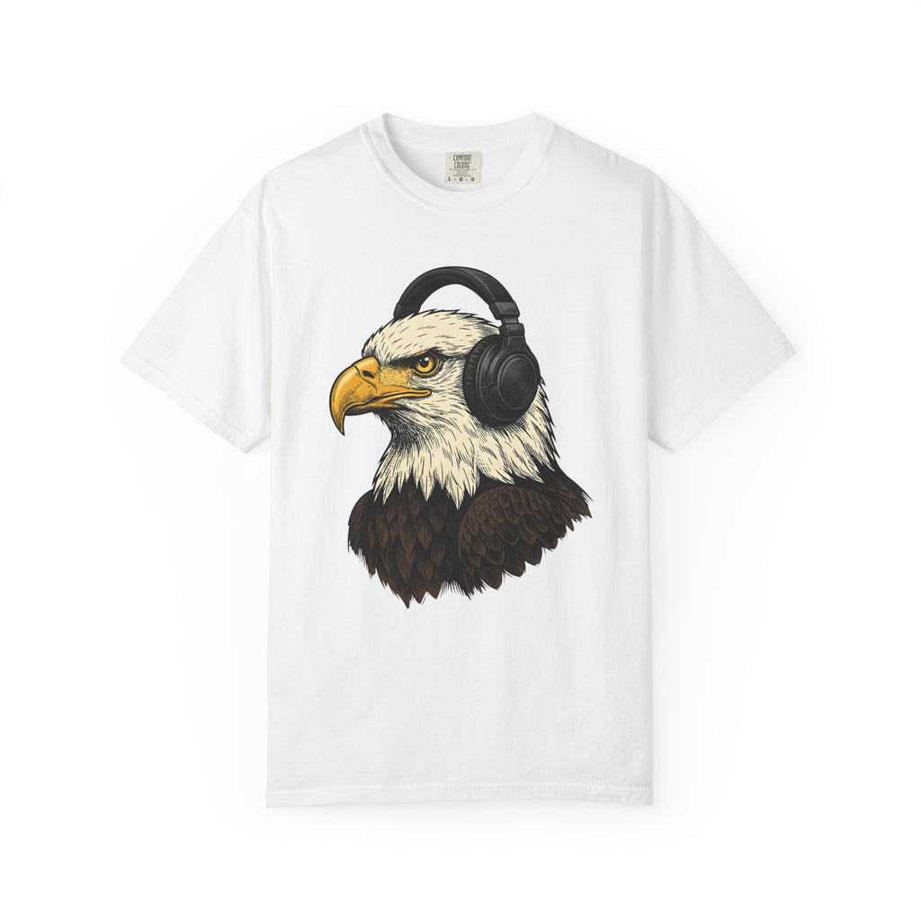 Eagle Headphones Shirt Animals Music Gift Women Hand Drawn Tee Headset T-Shirt Wildlife Fan Earphones Tshirt Melodic Graphic Vintage Music